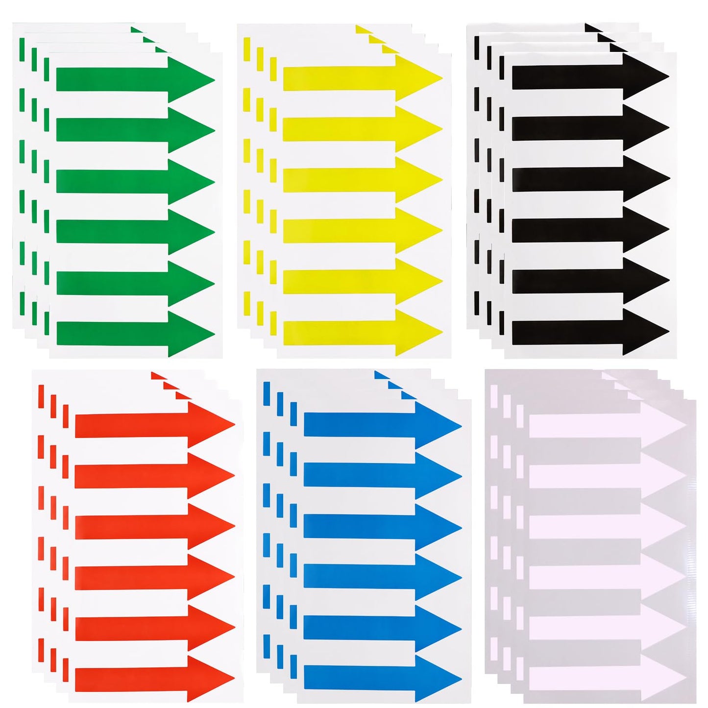 Mini Skater 144pcs Directional Arrow Stickers PVC Marking Sign Tape Label for Classroom Sensory Pathways Removable Adhesive Floor Wall Decal Instructions Sticker Waterproof Arrow Sign (6 Colors)