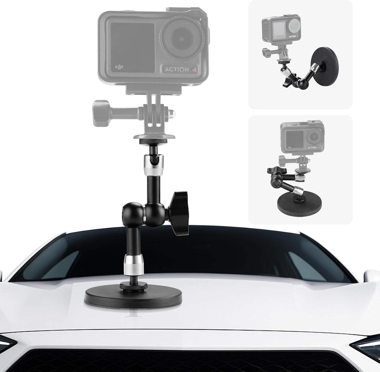 Selens 88MM 6inch Adjustable Car Magnetic Camera Mount Kit: Magnetic Base and Magic Arm, Magnet Mount for Action