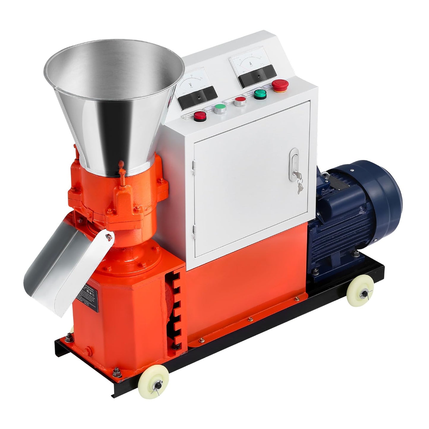 VEVOR Feed Pellet Mill Machine, 6 mm Animal Feed Pellet Making Machine, 3KW 240V Animal Food Granulator Mill Machines with 3 Pressure Rollers & 4 Wheels, Ideal for Poultry, Livestock, Farm Animals
