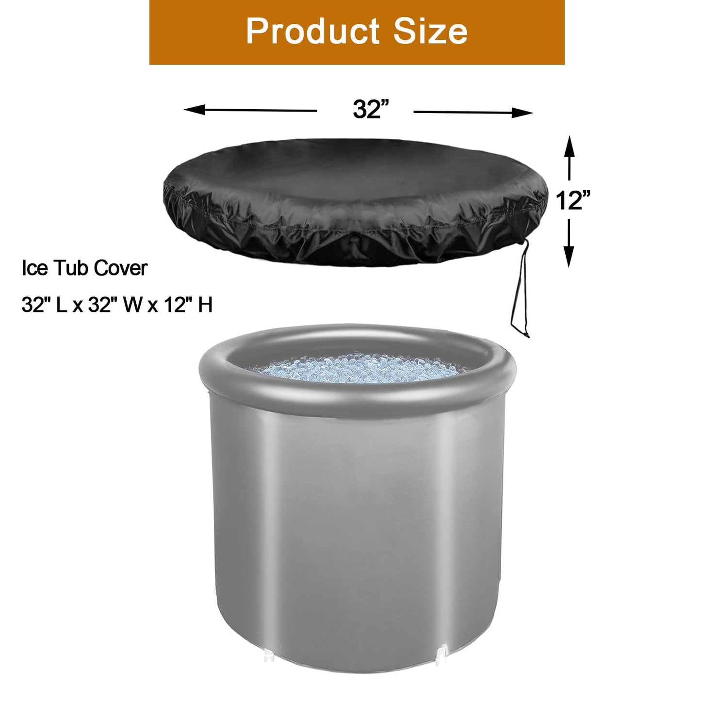 NEAMVCT Ice Tub Cover, Ice Bath Tub Cover and Outdoor Cold Baths, Keeping the Ice Bath Tub Clean for Cover Only, 32" L x 32" W x 12" H