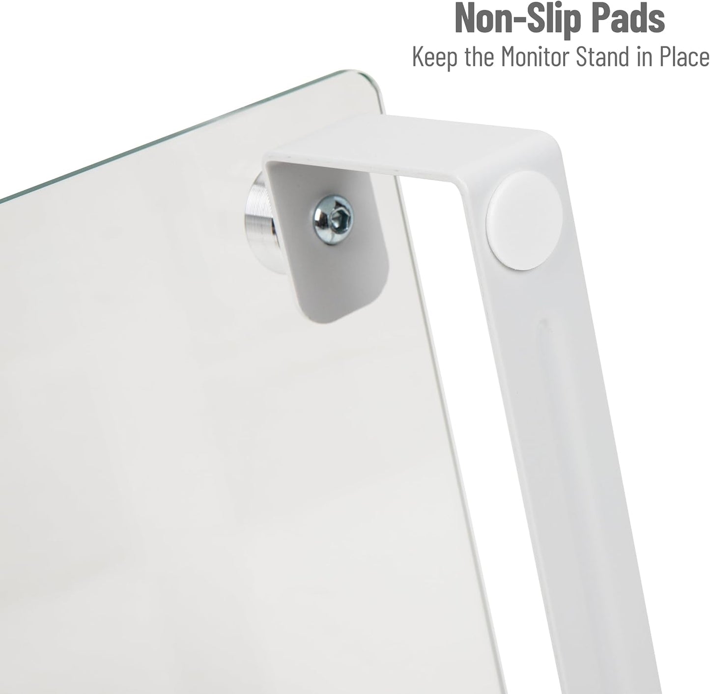 Contemporary Clear Glass Monitor Stand - Stylish Desktop Organizer and Laptop Riser