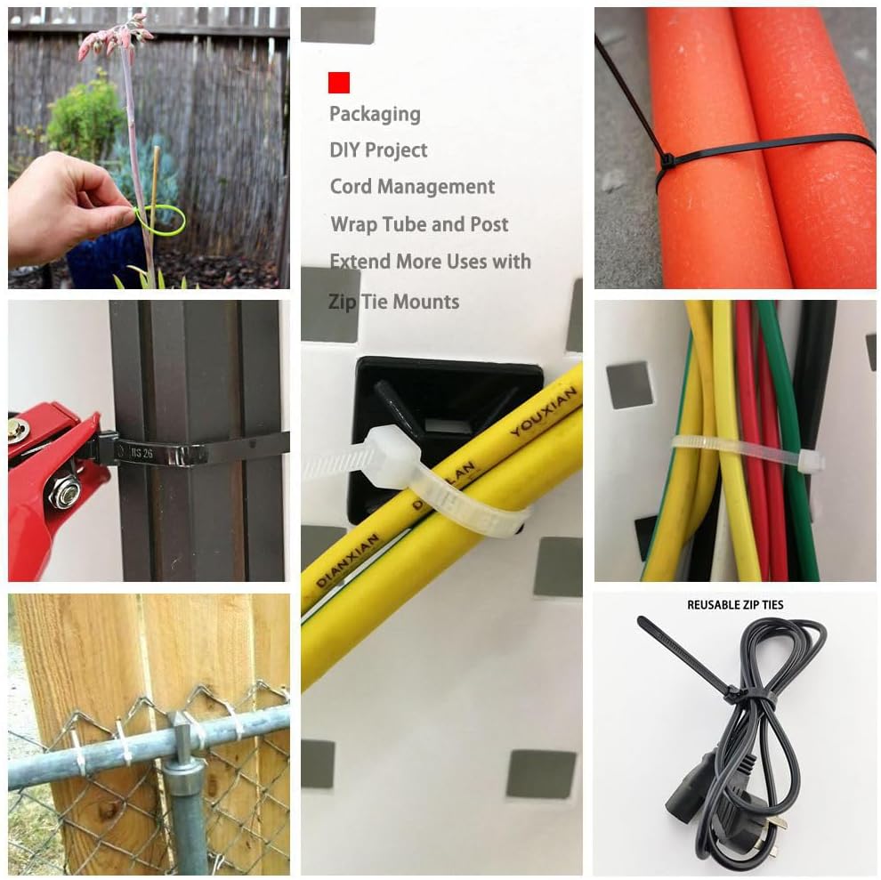 (50 Pack) 0.35 Inch 200 36 Inch HVAC,Travel,Packaging,Vessel HS Extra Long Heavy Duty Zip Tie Straps Thick Plastic Duct