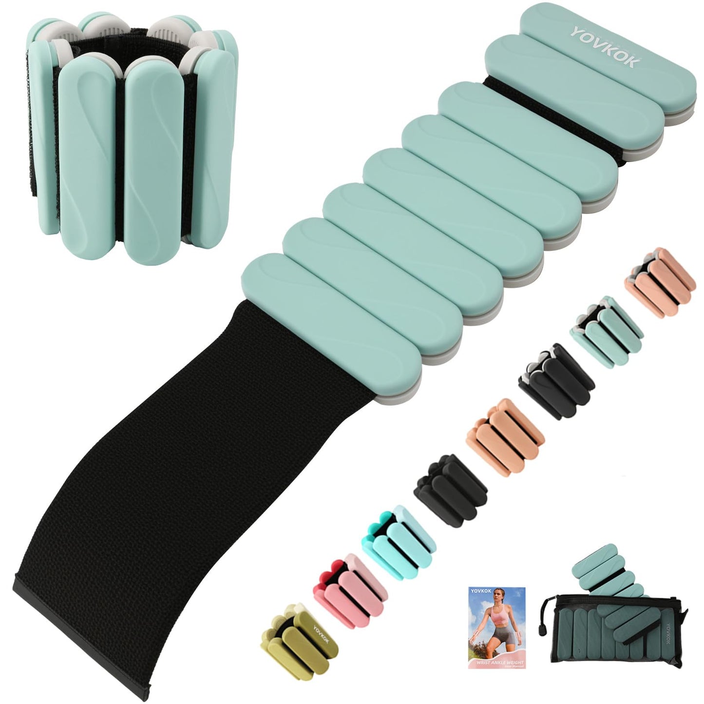 Ankle Weights for Women Men, Silicone Wrist Weights Set of 2 - Wearable Leg Weights/ Arm Weights Ideal for for Home Gym Workout, Running, Yoga, Pilates, Barre, Exercise, Strength Training (Blue+Dark Gray, 4 lbs Pair (2 lb Each))