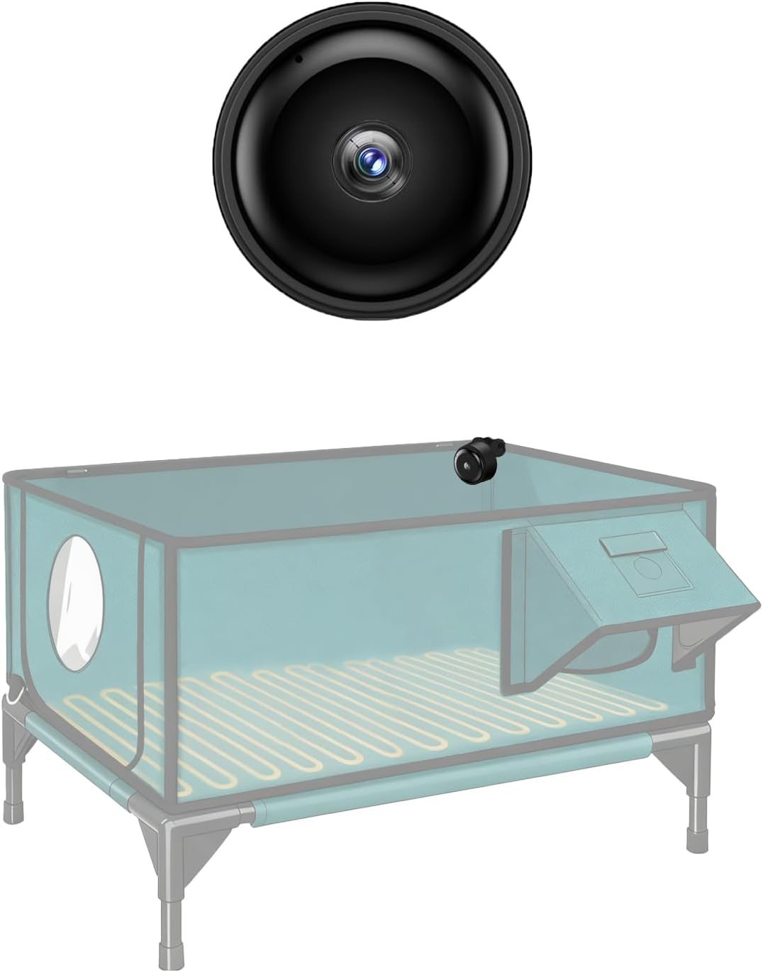 Lisviva 1080P 130Ultra-Wide Mini WiFi Camera for Heated Cat House, HD, Night Vision, Motion Detection, Angle, Local