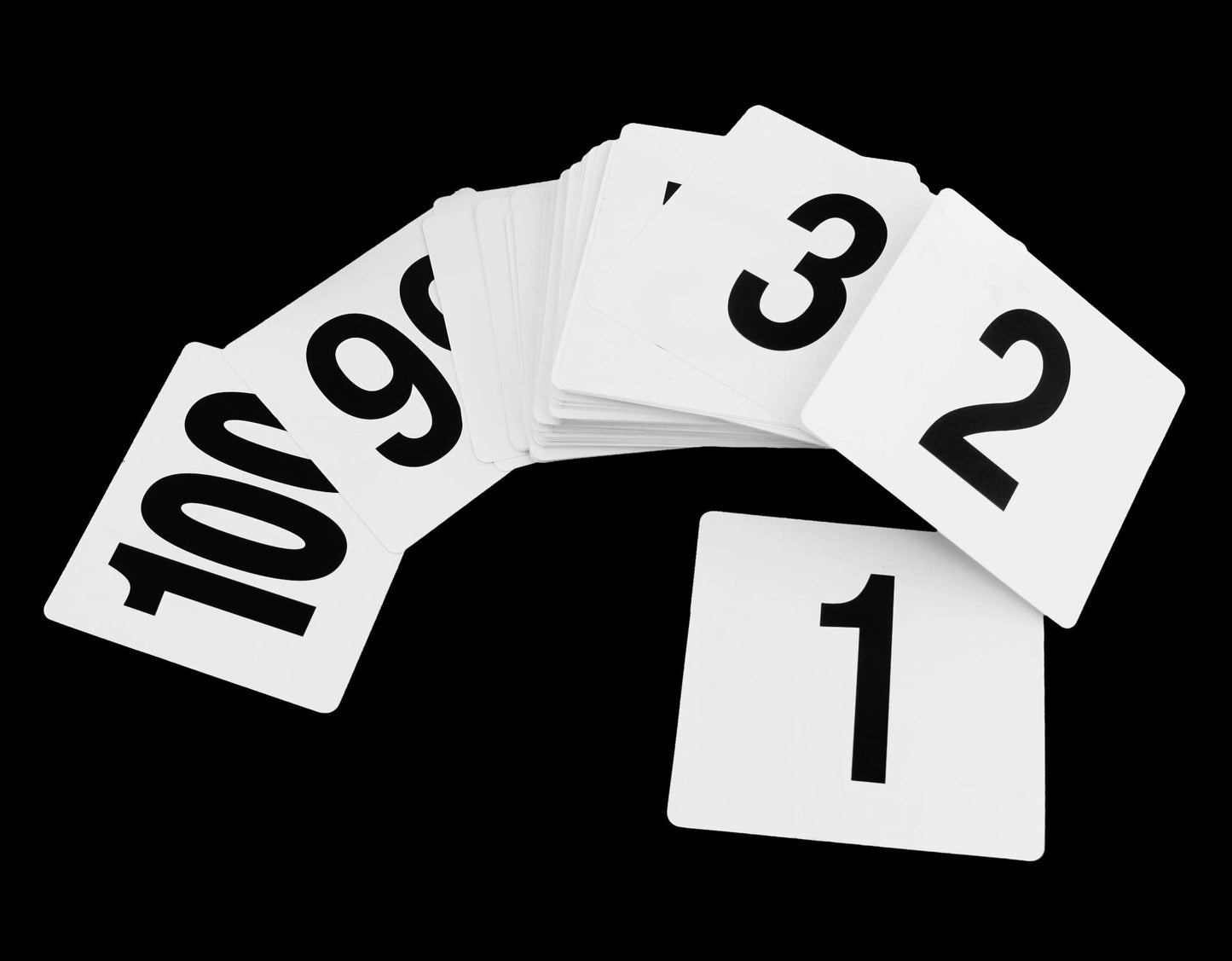 New Star Foodservice 23053 Plastic Table Number Cards 1-100 Double Sided, 4" x 4" Inch, White with Bold Black Numbers
