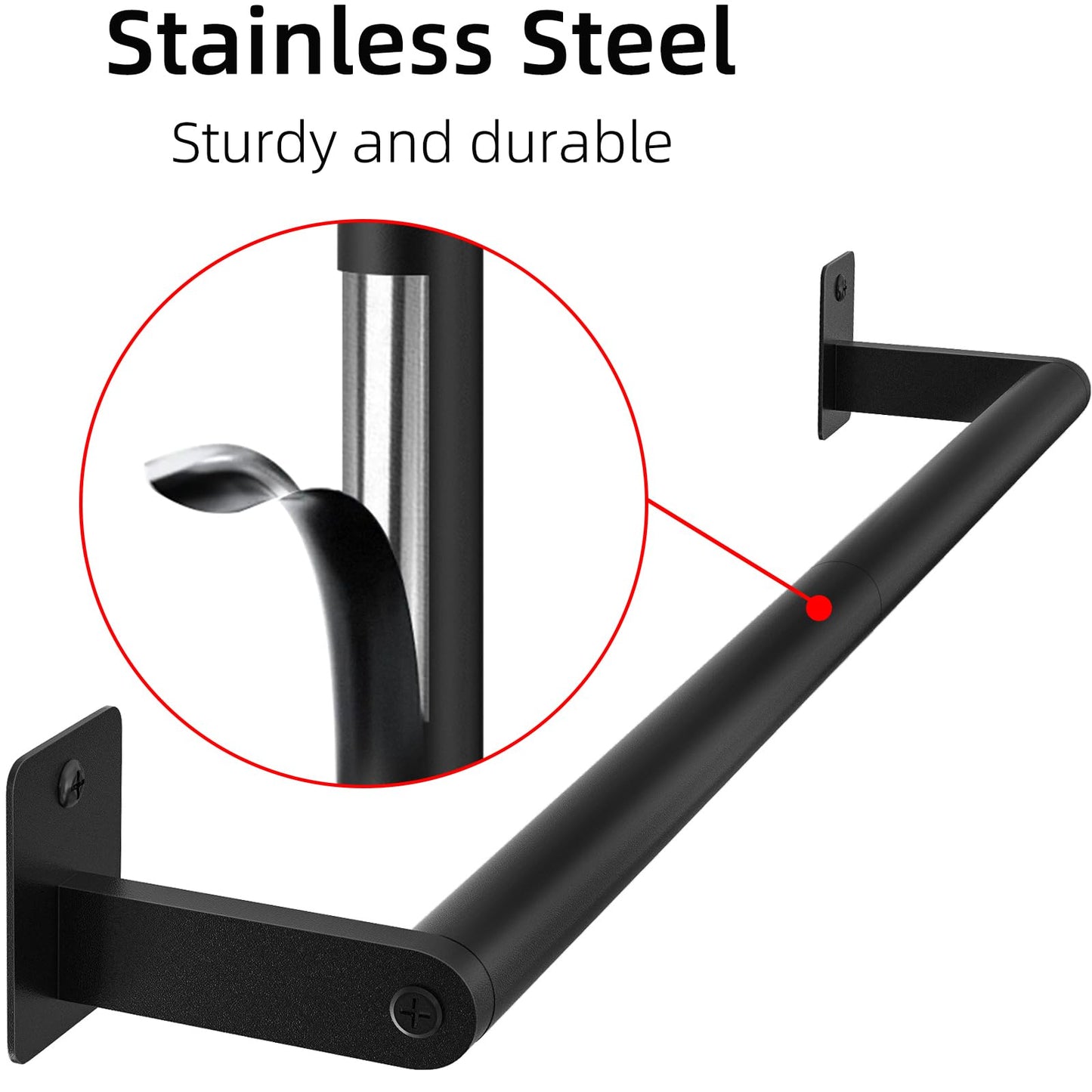 Bathroom Towel Bar, 24 Inch Towel Racks for Bathroom Wall Mounted, Heavy Duty Hand Towel Holder Organizer, Modern Home Decor Towel Rod, Matte Black Single Bar
