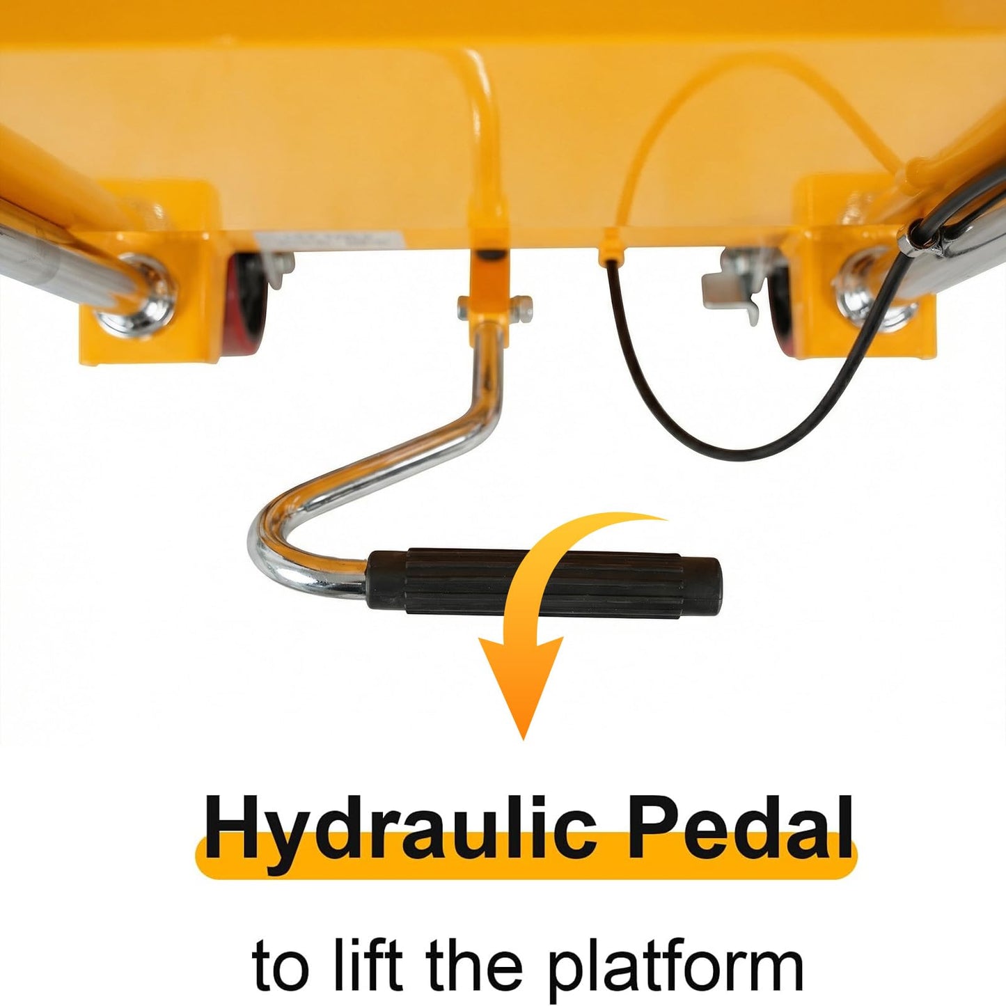 APOLLOLIFT Hydraulic Lift Table Cart, 770lbs Capacity 51" Lifting Height, Double Scissor Lift Table with 4 Wheels and Safety Back Guard for Material Handling and Transportation