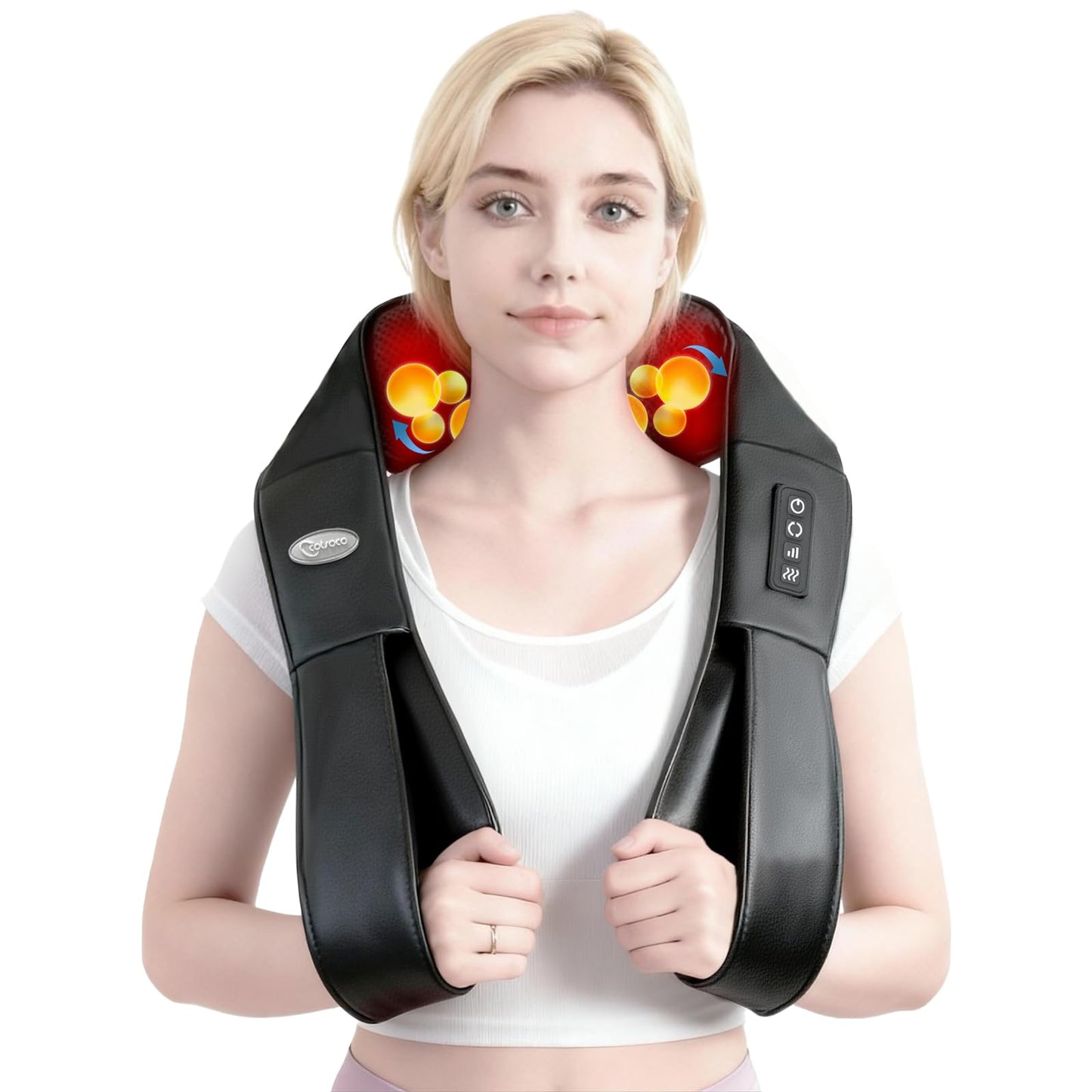 cotsoco Neck Massager, Shiatsu Shoulder and Back Neck Massager with Heat, Neck Massager Pillow for Neck for Body Muscle Pain Relief, Neck Massager Gifts for Mom Dad Women Men, Home, Office Car Use