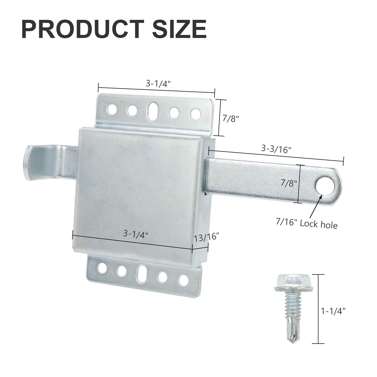 QZATTCAEN Garage Door Side Lock, Galvanized Steel Inside Deadlock for Vertical Track, Heavy Duty Security Slide Latch Replacement for Home & Warehouse Protection, Fits Most Residential Doors-1-Pack