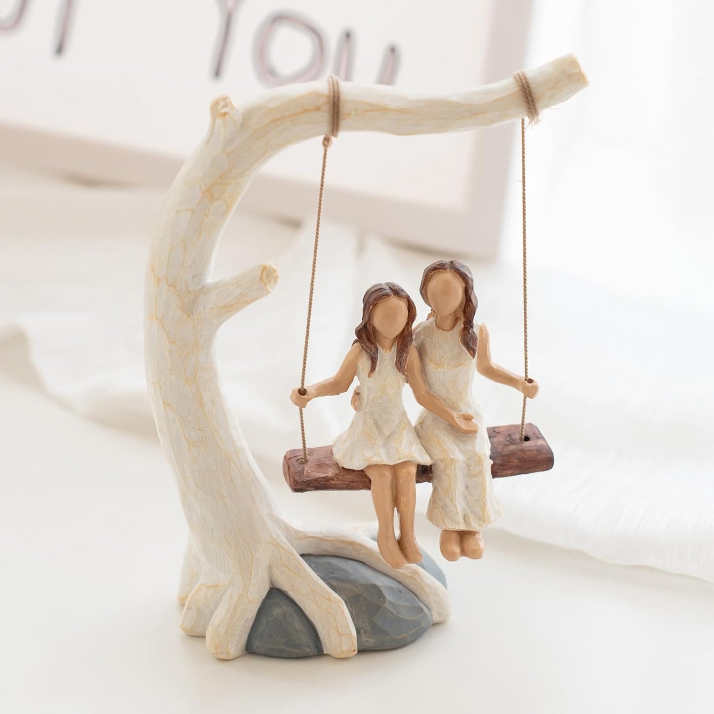Regine Switzerland Mother Daughter Swing Statue - Hand-Painted Figurine | Perfect Birthday Gift
