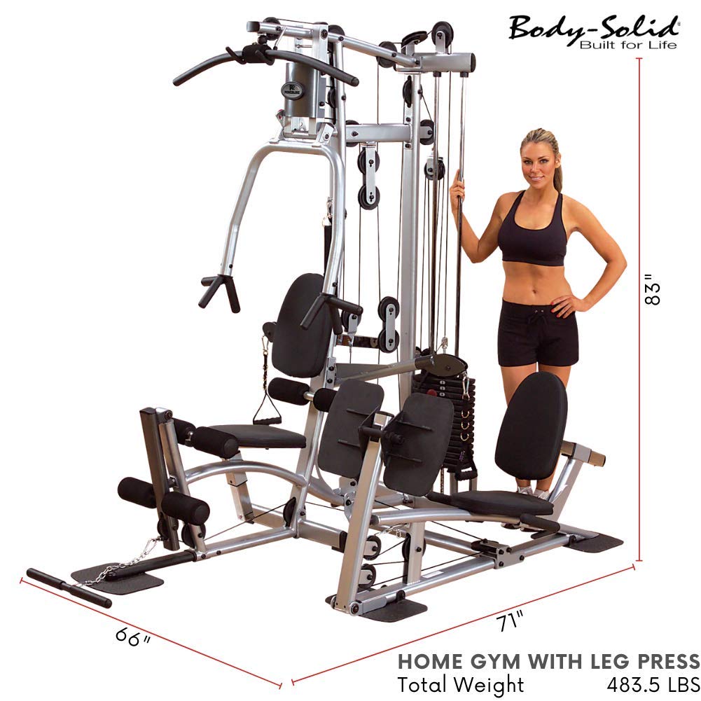Body-Solid Powerline (P2LPX) Multi-Station Single Weight Stack Home Gym Machine, Arm & Leg Strength Training Functional Exercise Workout Station for Weight Lifting and Bodybuilding with Leg Press