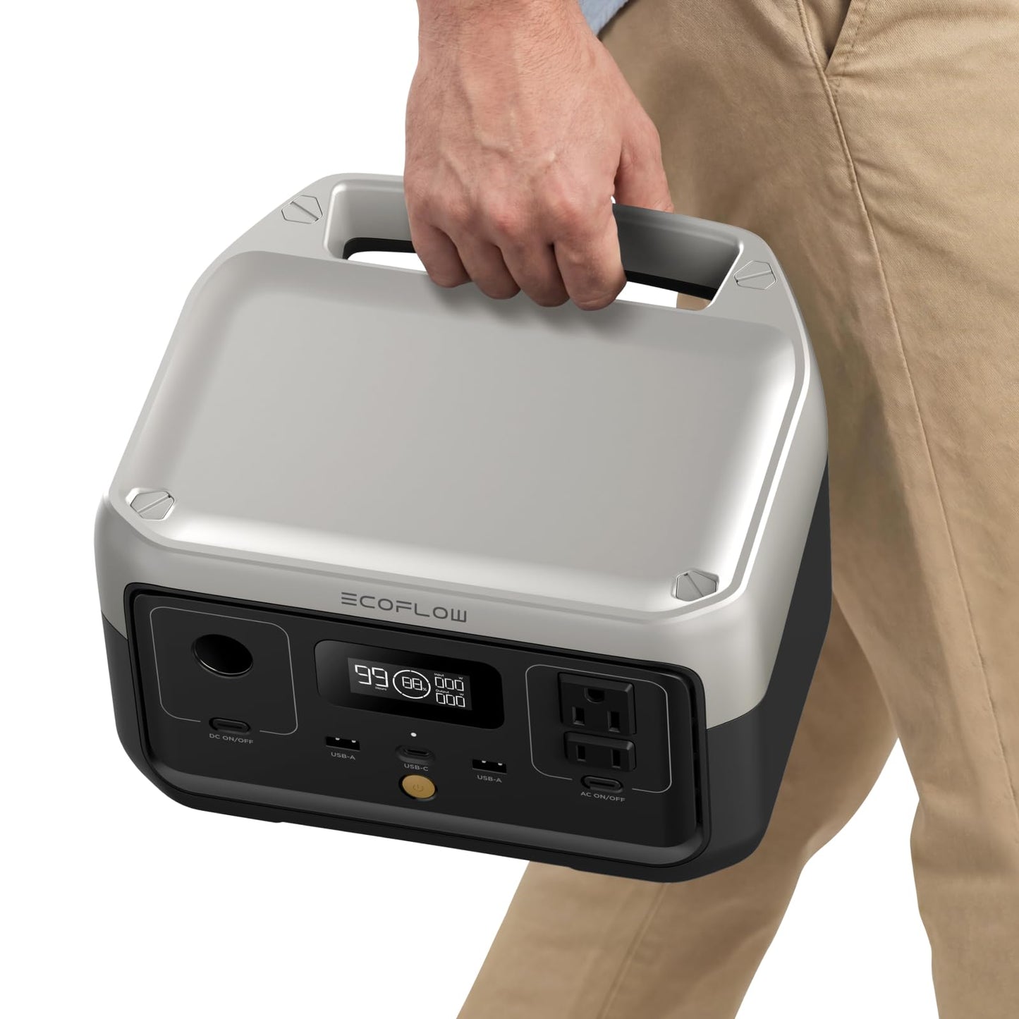 EF ECOFLOW Portable Power Station RIVER 2, 256Wh LiFePO4 Battery/ 1 Hour Fast Charging, 2 Up to 600W AC Outlets, Solar Generator (Solar Panel Optional) for Outdoor Camping/RVs/Home Use