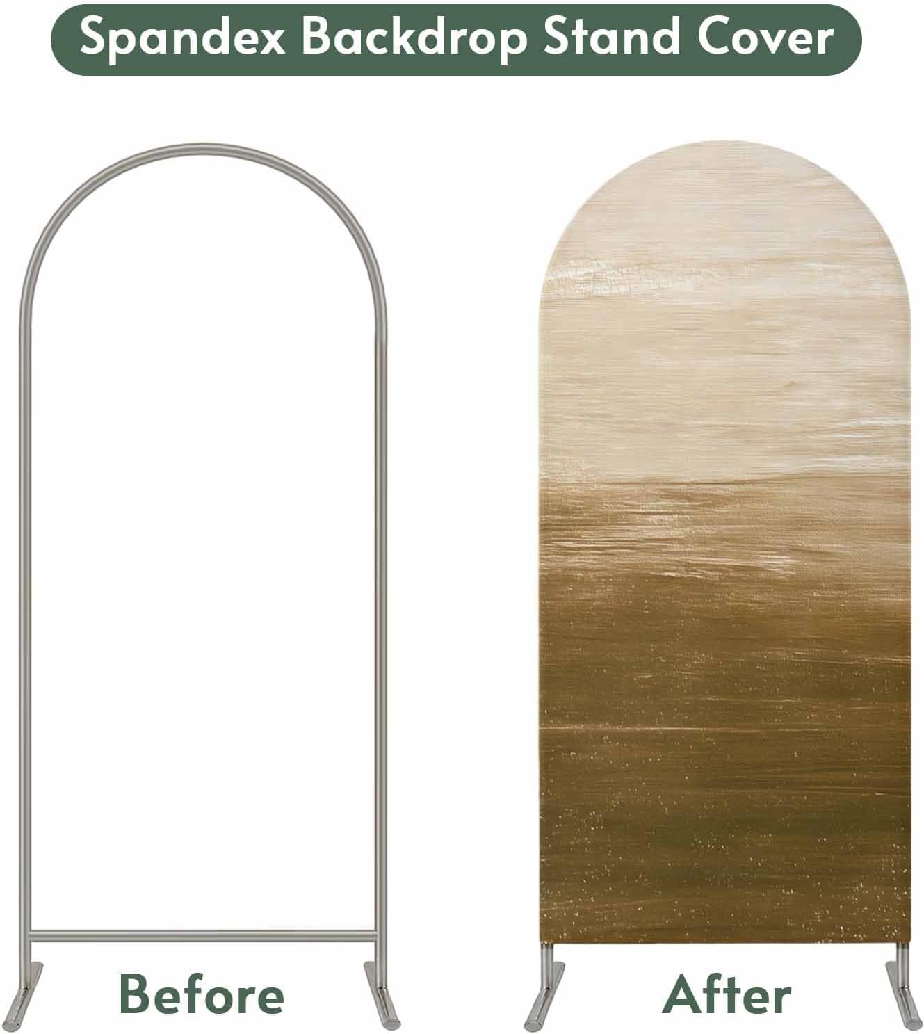 Jnbasdffb 7.2 Brown Ombre Wedding Arch Cover, Stretchy Spandex Arch Backdrop Stand Covers FT, Modern Abstract Art Ocean