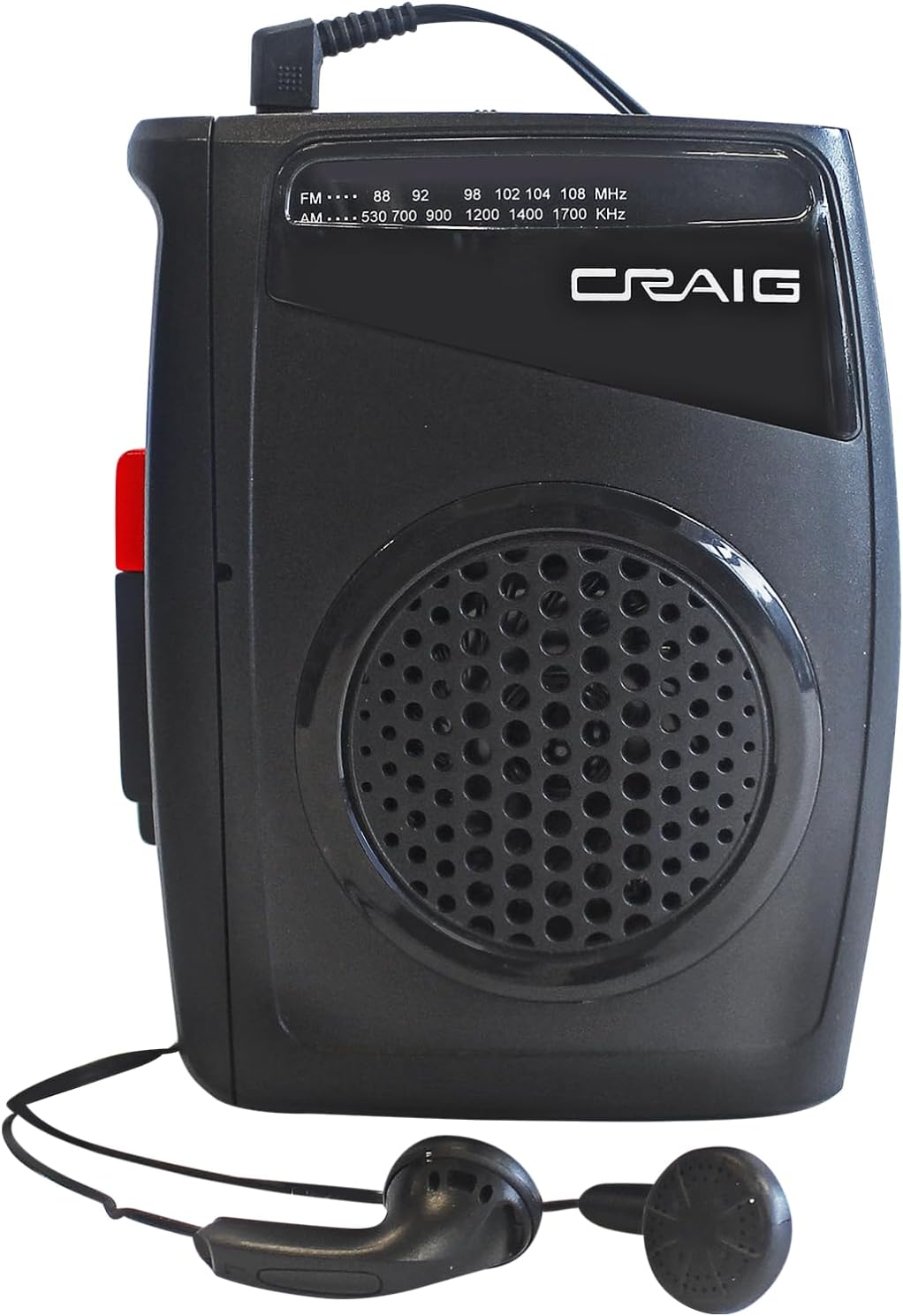 Craig Cassette Stereo Player/Recorder with Earphones: Portable AM/FM Radio & One-Touch Recording System