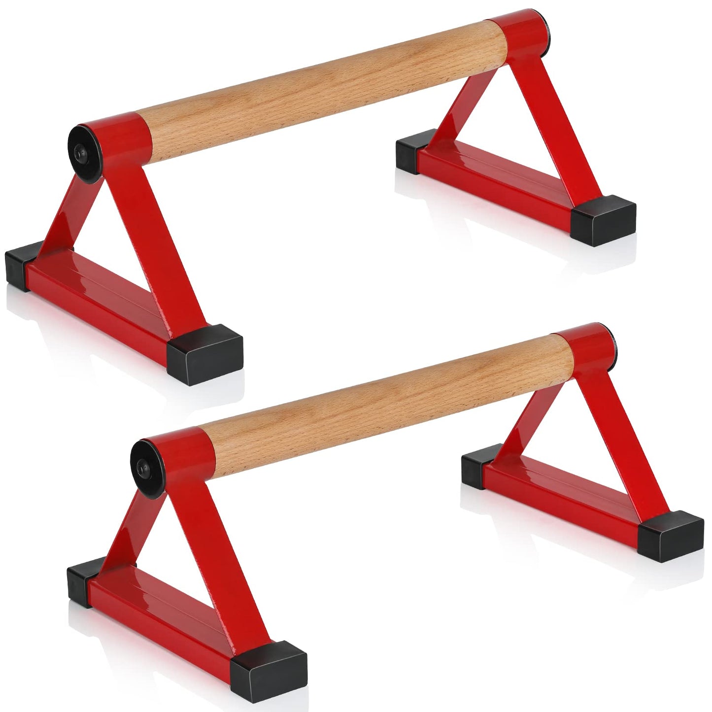 Wood push up bars Parallettes bars Anti-slip Handstand Bars for Calisthenics, Fitness, Floor workouts Solid Wood with Sturdy Metal Bracket, Support 500 lbs