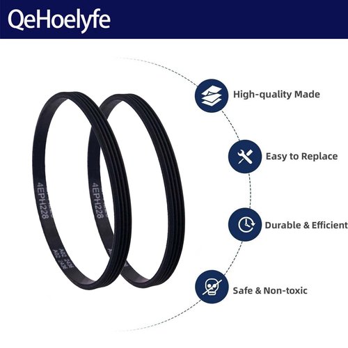 2 Pack EPH228 Replacement Drive Belt for Shark AZ1002 AZ1000 AX950 AX951 AX952 AX912 QU922Q AX1000W AZ1002BRN AZ1002C Brushroll Part Cleaner Belt Vega eph228 6.35mm 1/4 inch