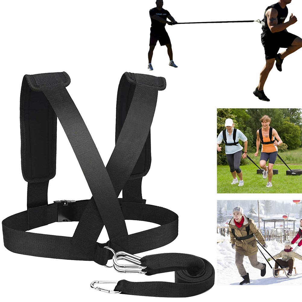 Weight Bearing Shoulder Strap, Resistance Bands Fitness Elastic Loop | Adjustable Padded Harness for Sled Tire Pulling, Resistance Training Workout