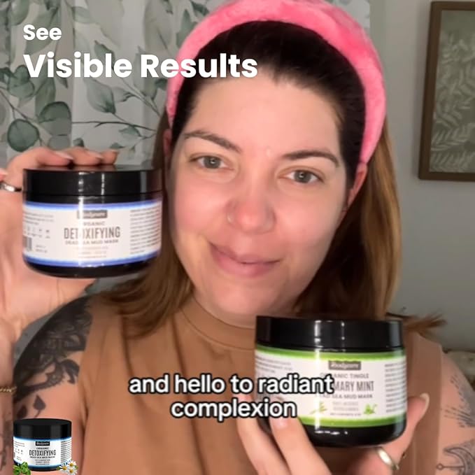 Organic Detoxifying Dead Sea Mud Mask A Whipped Mineral Clay A Evening Primrose Jojoba Rosehip and Flaxseed Oils A Chamomile Green Tea A Hydrating Facial Mask A Smooth Glowing Skin A 8 oz