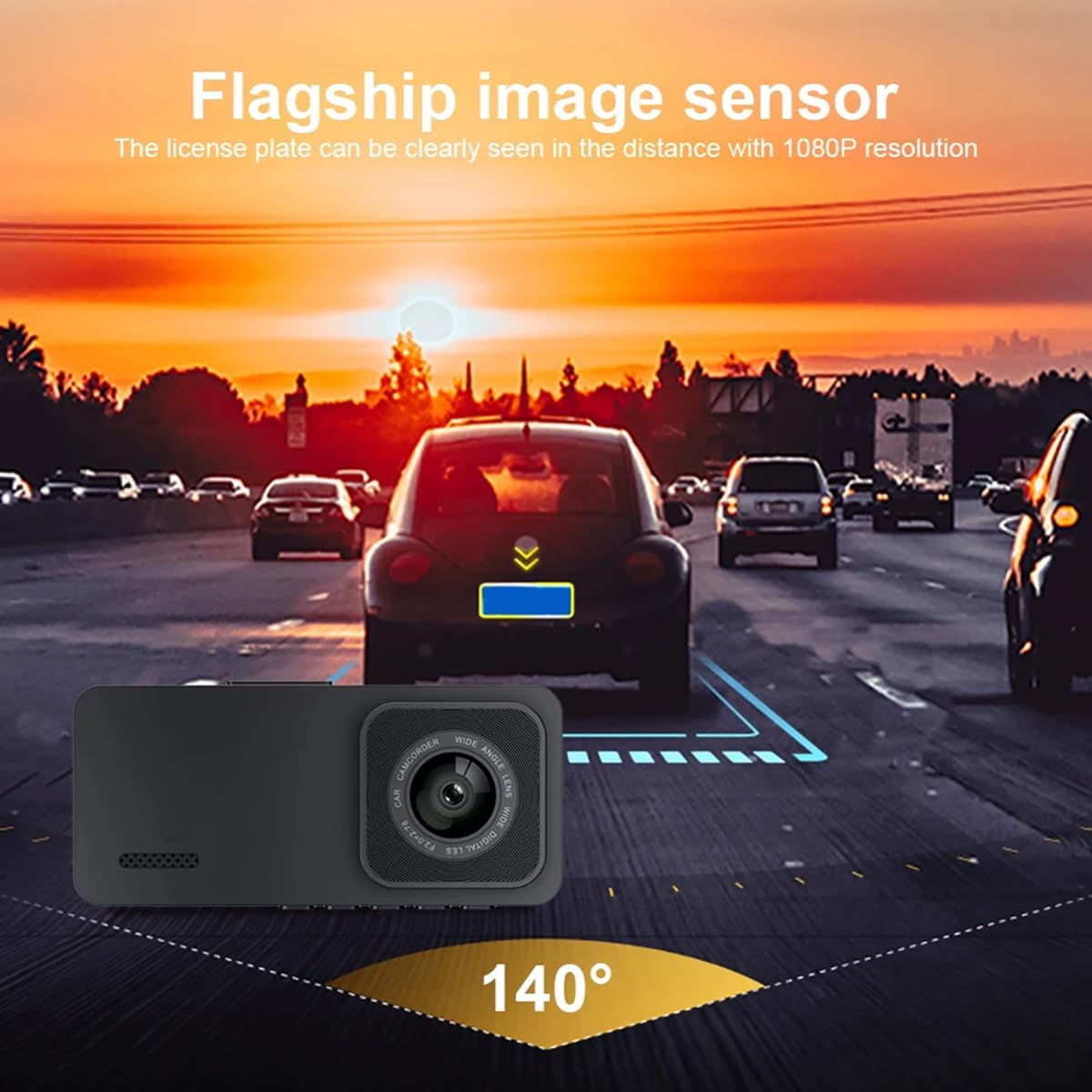 X W EI UNION 2K 1080P 2 Inch Dash Camera Front and Inside Dash Cam for Car Security Video Recorder with Audio Plug