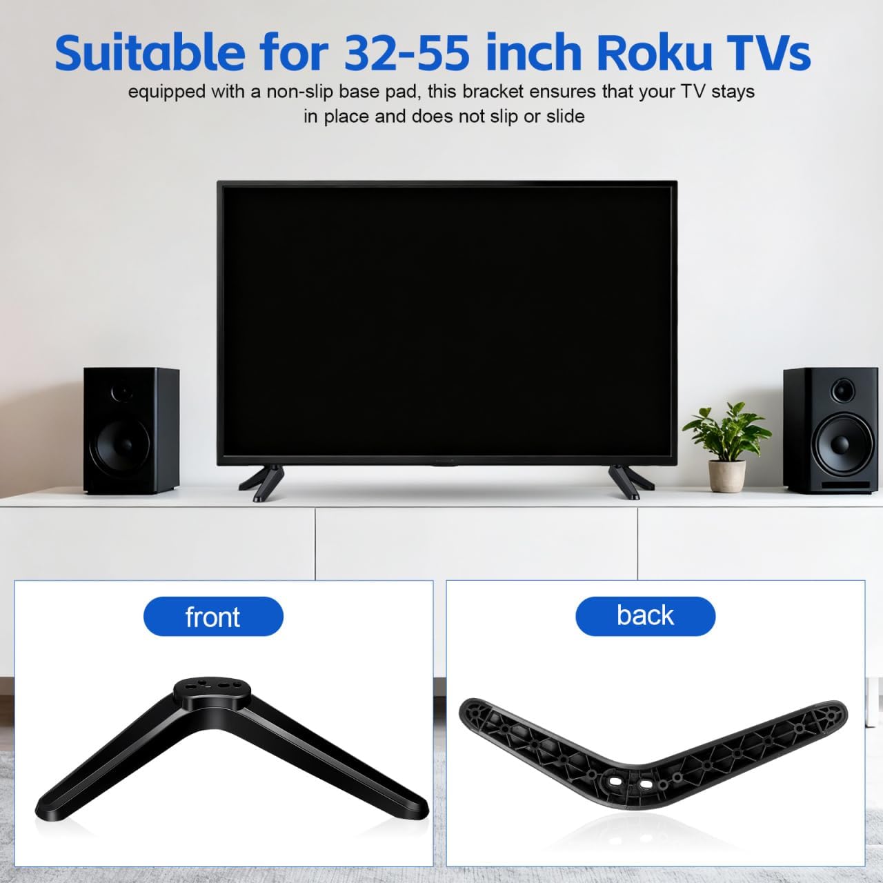 Toyvian 32-55 Inch Set Universal Tv Mount Stand with Brackets for Tvs Tabletop Holder with Non-Slip Base Easy