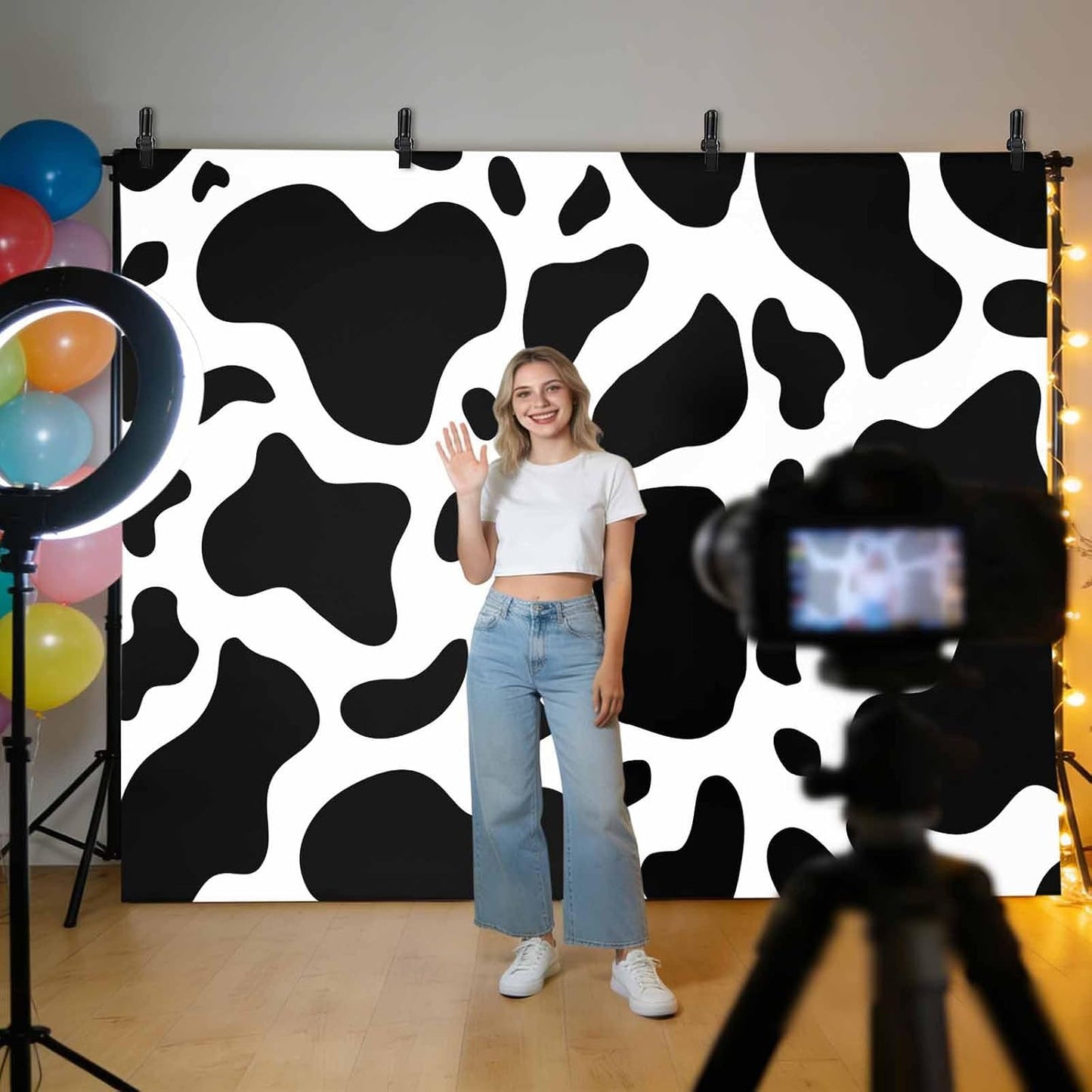 Vyrn Klynt Decor,12x8ft Abstract Dairy Cattle Cow Skin Texture Photography Backdrop for Portrait Photo,Photoshoot