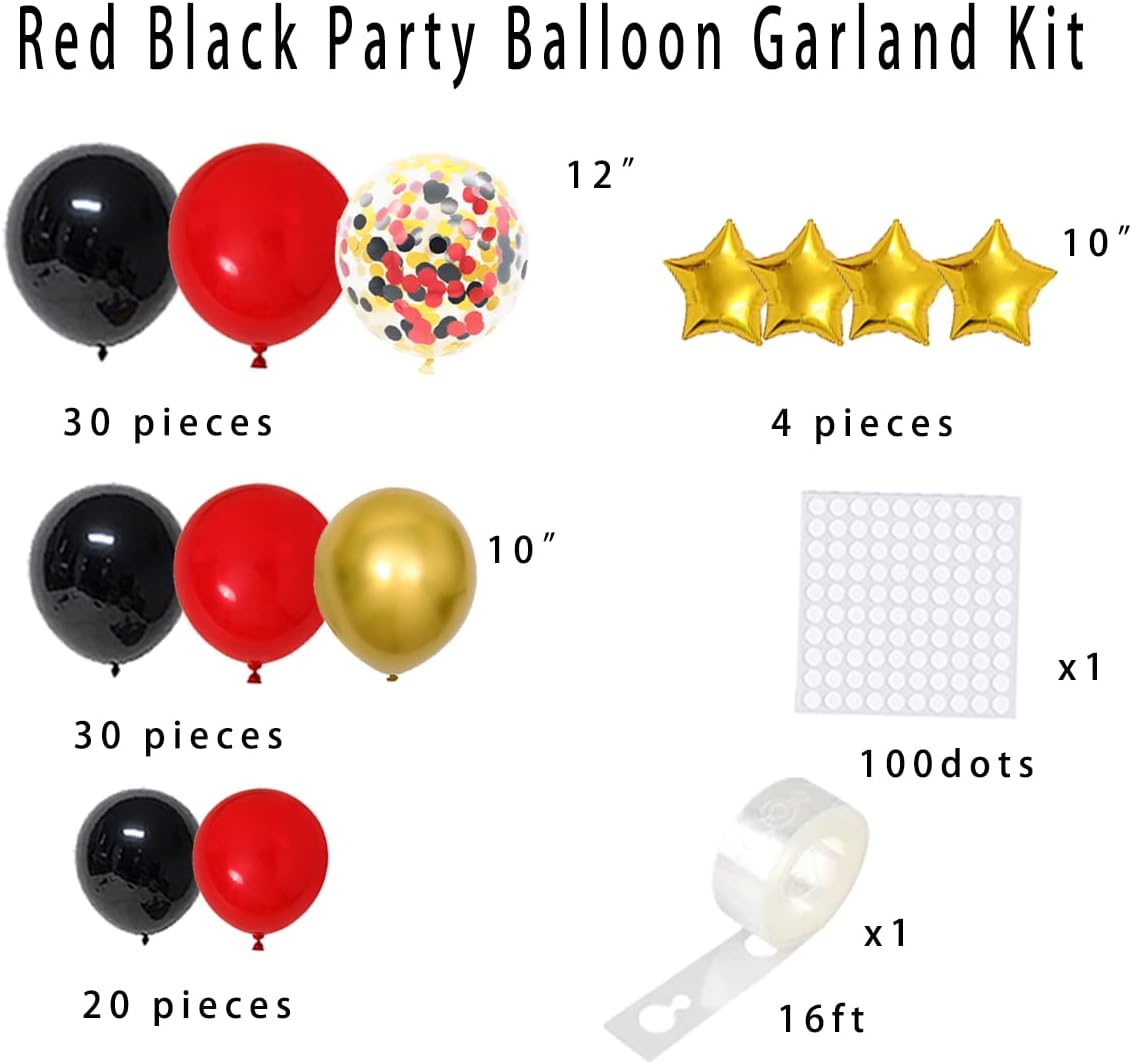 Red Black Gold Balloon Garland Arch Kit - Perfect for Casino, Poker, Graduation, and Wedding Parties