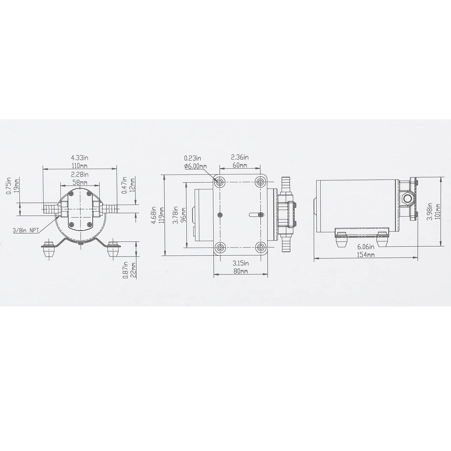 Amarine Made 12V Scavenge Impellor Gear Pump- for Diesel Fuel Scavenge Oil Transfer 3.2GPM 12LPM 6.0A (12V)