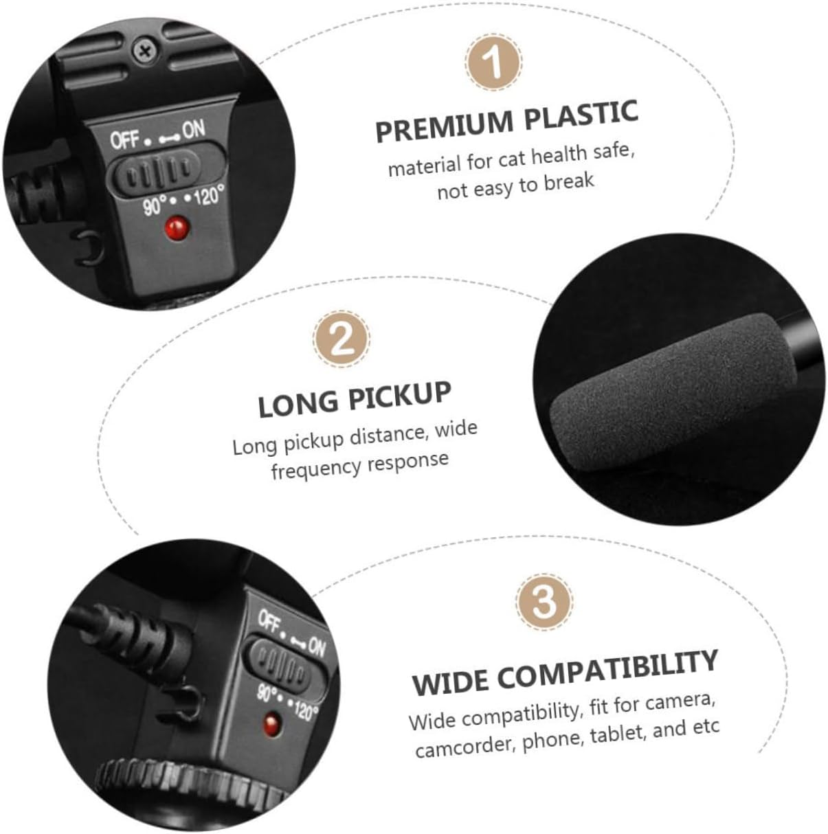 KONTONTY 1pc Interview Microphone for Camera Camcorder and Phone Lightweight Design Compatible Devices for Vloggers