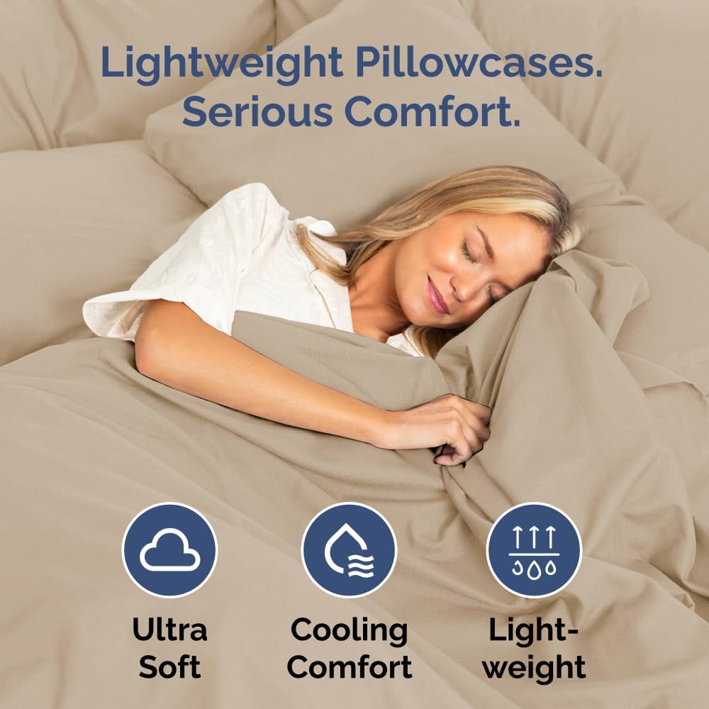 Skiennix Body Pillowcases Set of 4 | Soft, Cozy 20x54 Long Pillow Covers - Breathable & Fade-Free - Machine Washable (Cream)