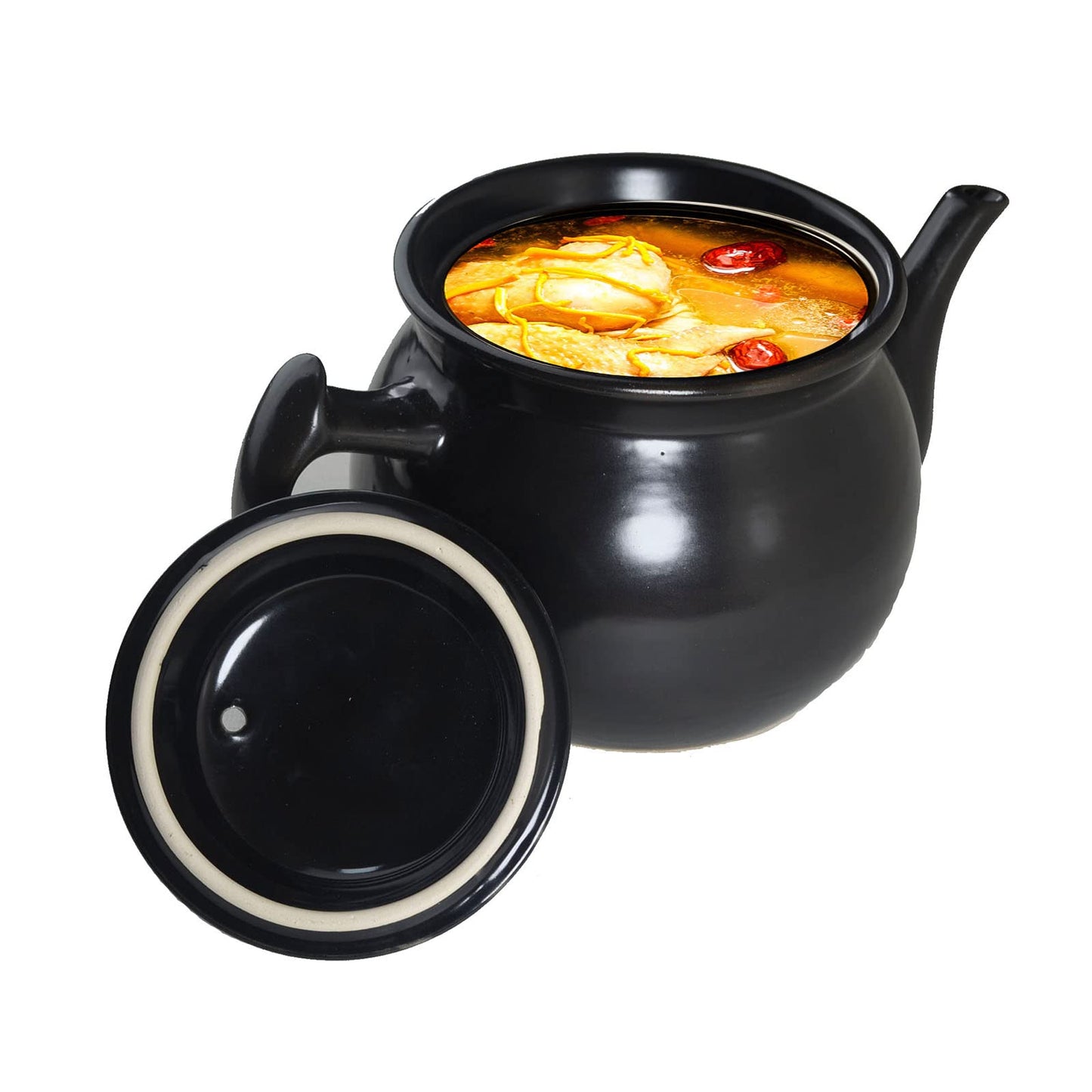 Spodumene Porcelain Teapot 1.8qt China Casserole with Lid Ceramic Kettle Tea Pot for Stovetop Oven Safe