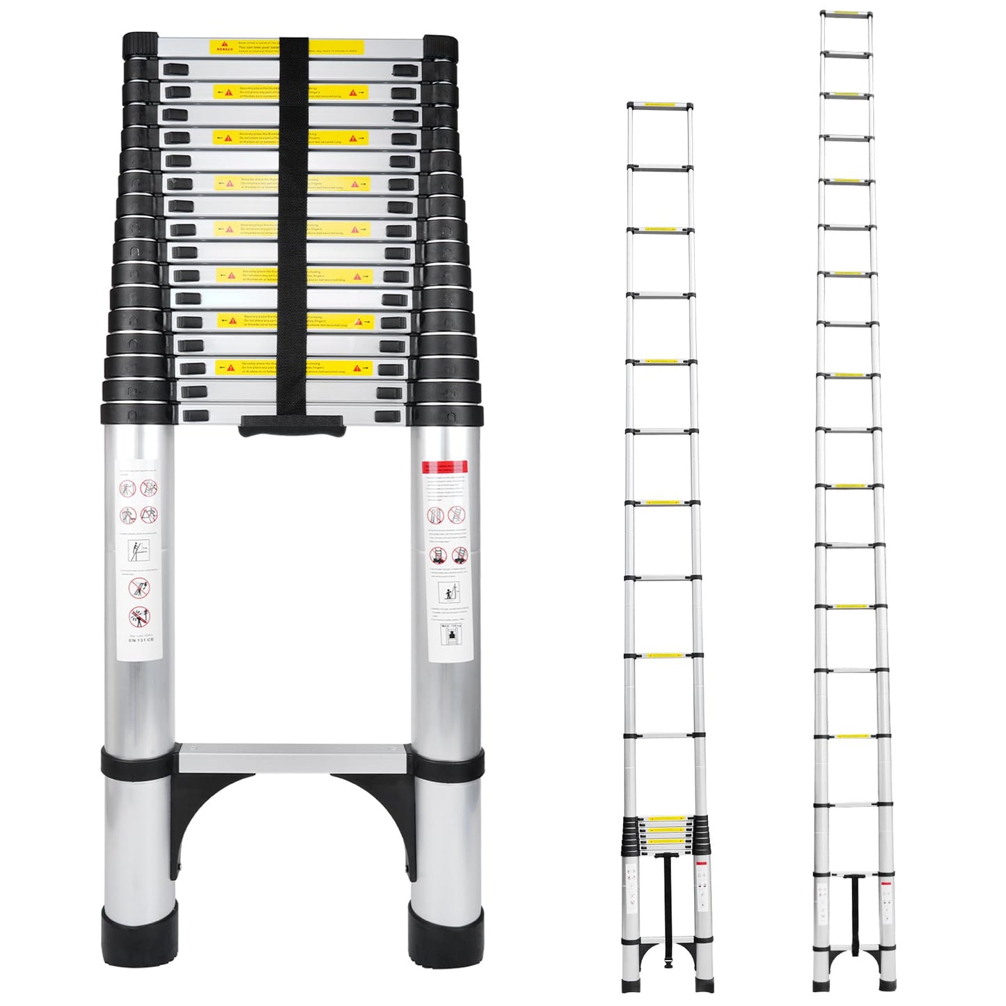 Telescoping Ladder 26.2FT Aluminum Lightweight Extension Ladder 330 Lbs Heavy Duty Non-Slip Feet Portable Folding Ladder Multi-Purpose Collapsible for Home RV Attic Outdoor Use (26.2 FT)