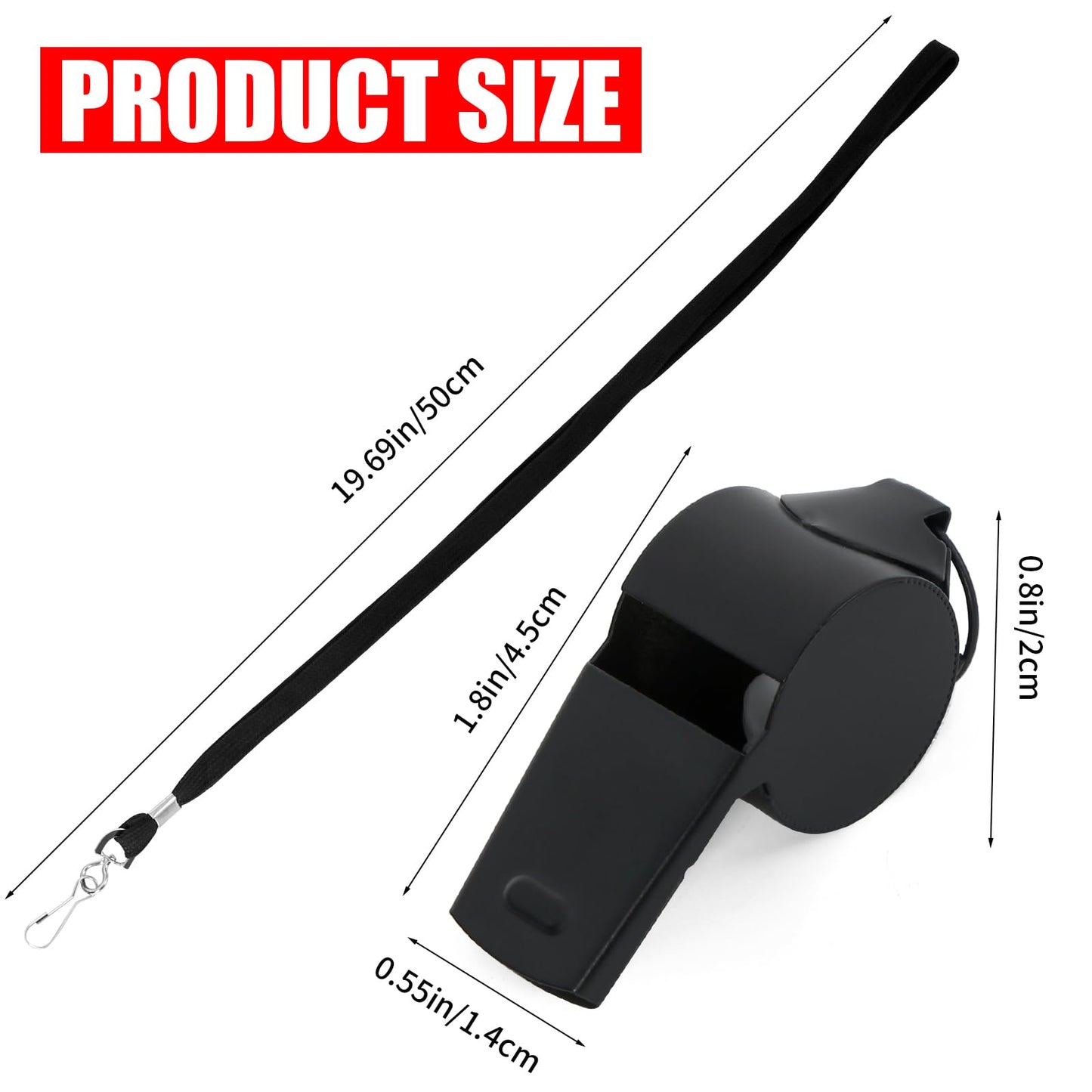 JCKHXG Whistle,2pcs(Black+Silver) Stainless Steel Whistle and Lanyard, Clear Bright and Loud Crisp Sound Whistle Ideal for Coaches, Referees, and Officials