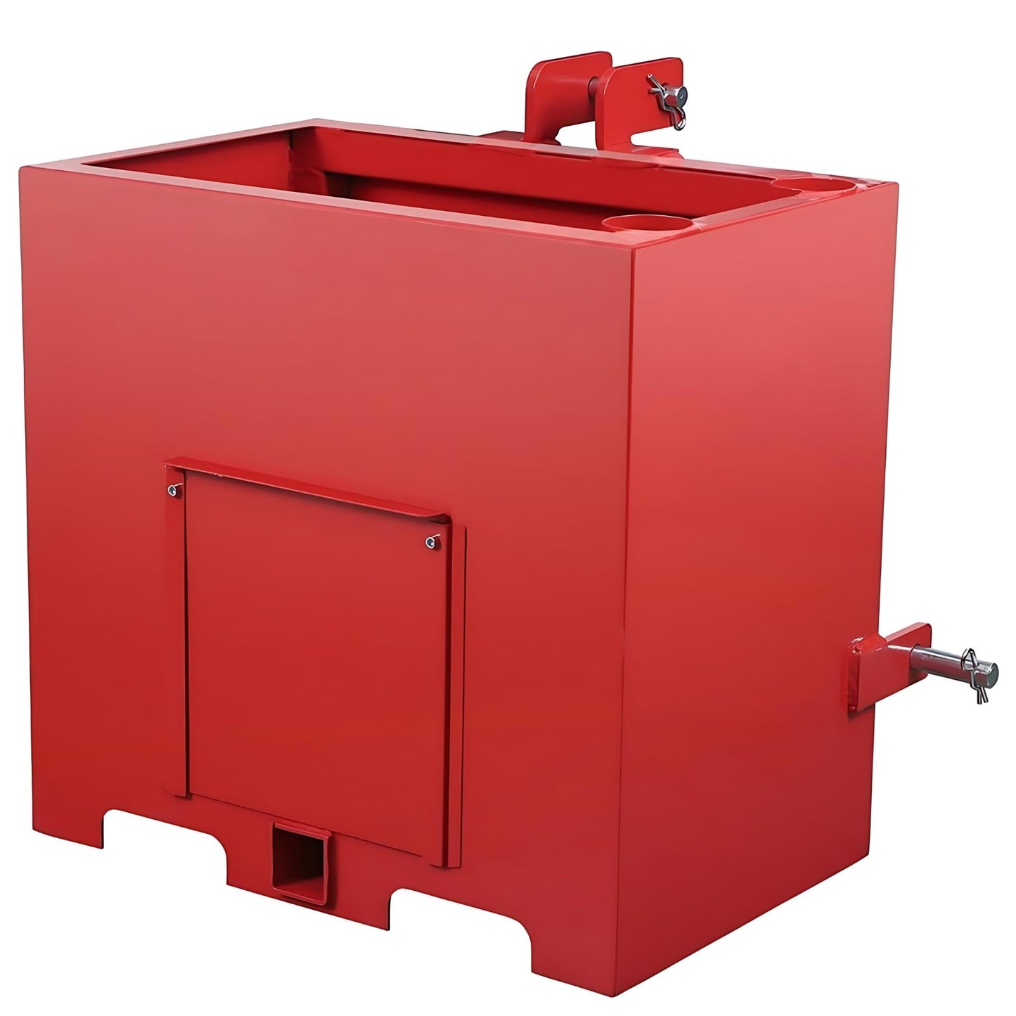 Tractor Ballast Box, 800LB, 5 cu.ft 3 Point Hitch Loader Attachment w/ 2" Quick Hitch Receiver, Sliding Door, Steel Weight Box Fits Category 0/1 Tractors, Skid Steers, Heavy-Duty, Red