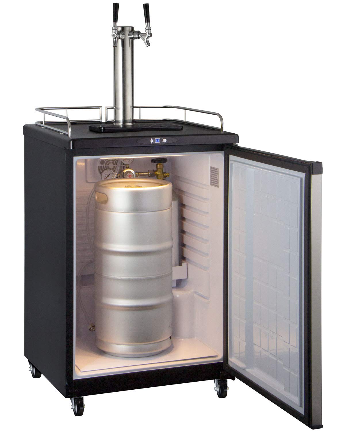 Kegco Keg Dispenser, 2 Faucet, Stainless Steel