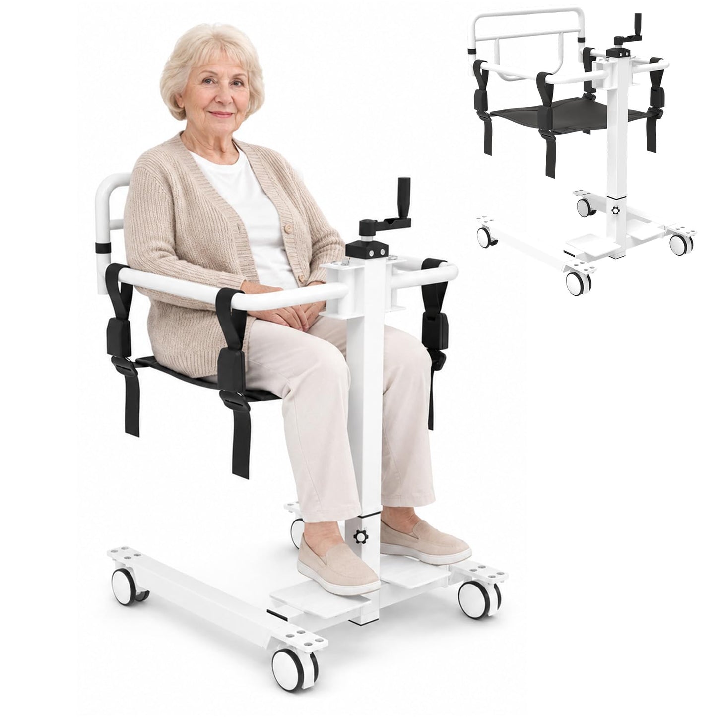 Patient Lift Transfer Chair for Home, Transfer Wheelchair for Seniors & Disabled, Portable Bed to Sofa Toilet Mobility Aid, Elderly Lift Assist Chair for Caregivers, 220 lbs