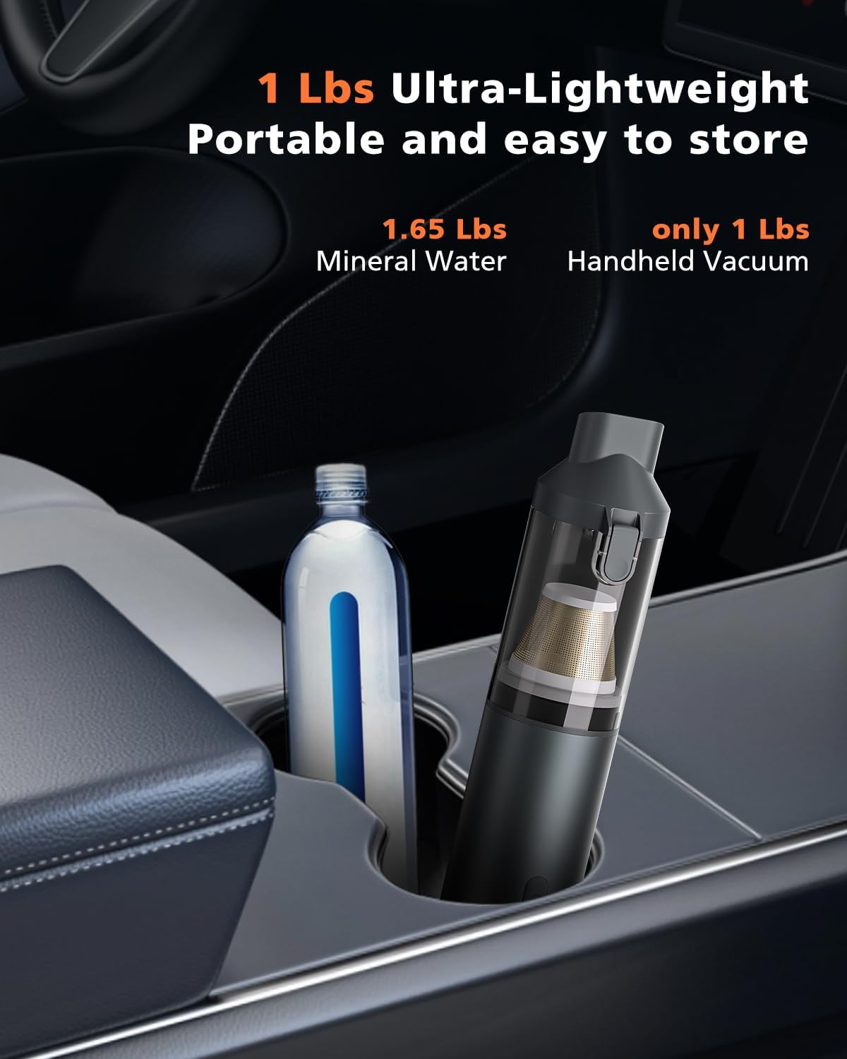 Skiennix Portable Car Vacuum - 16000Pa Powerful Suction | Cordless Handheld 4-in-1 Cleaner (Grey)