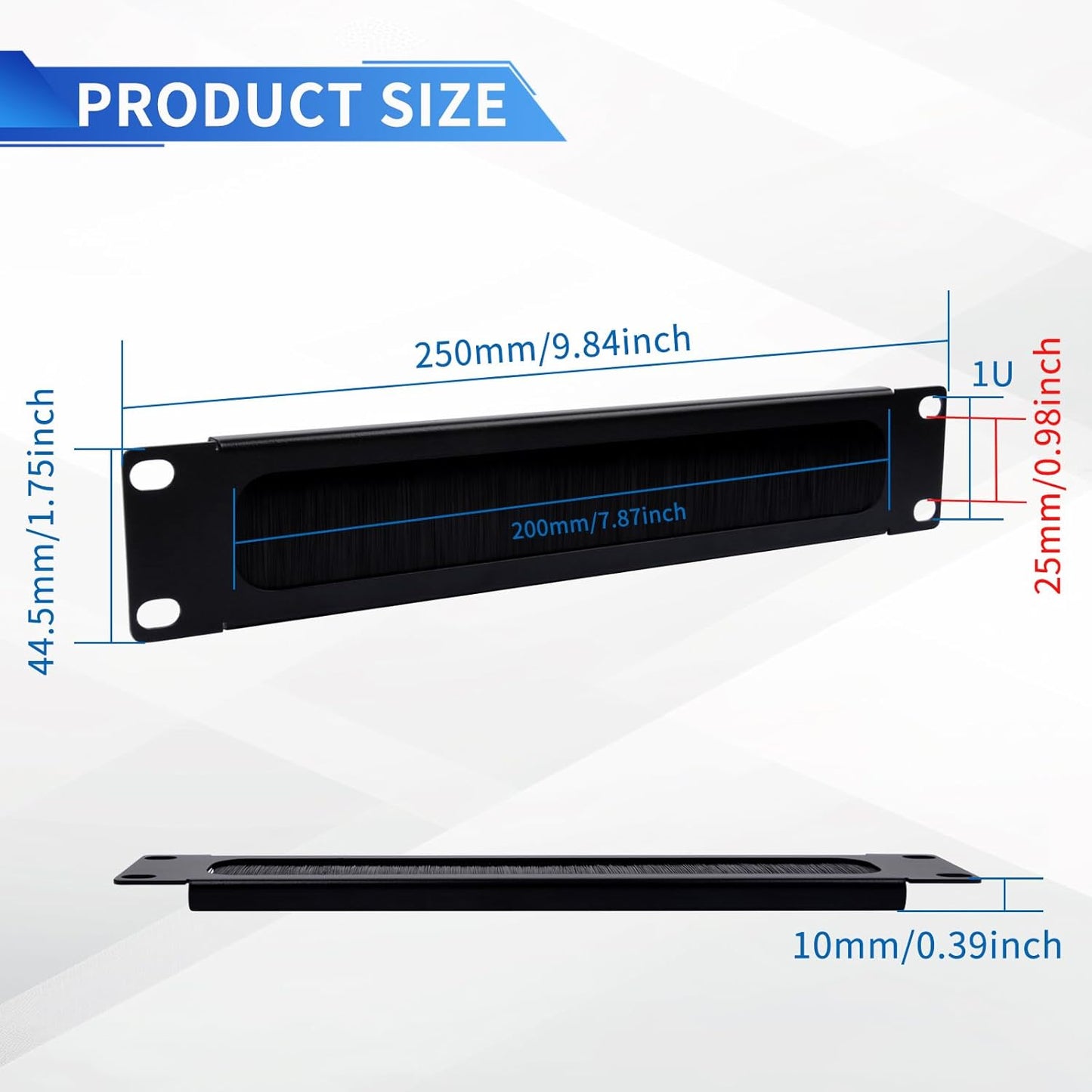 GeeekPi 10 inch 1U T1/T0/T2/T1 Plus/T0 Plus/TL1 10 inch (2) Brush Cable Manager Rack Mount Cable Management Panel