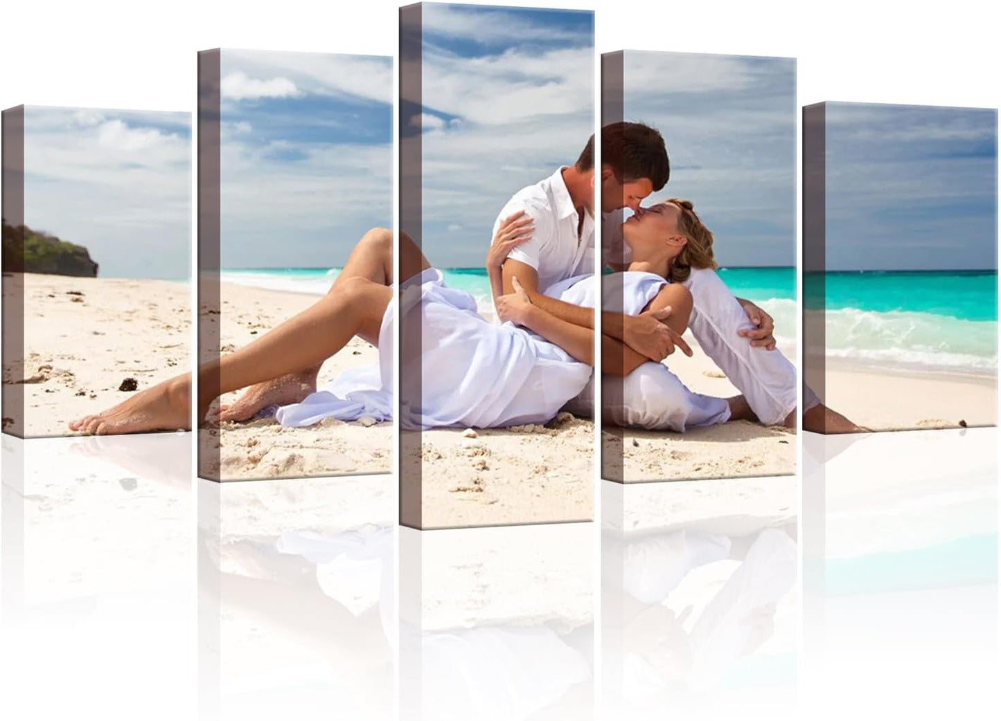 ZHIYYHAO Customized Canvas Prints - Personalized Family Portraits & Pet Photos | Framed Wall Art (5 Panels, Various Sizes)