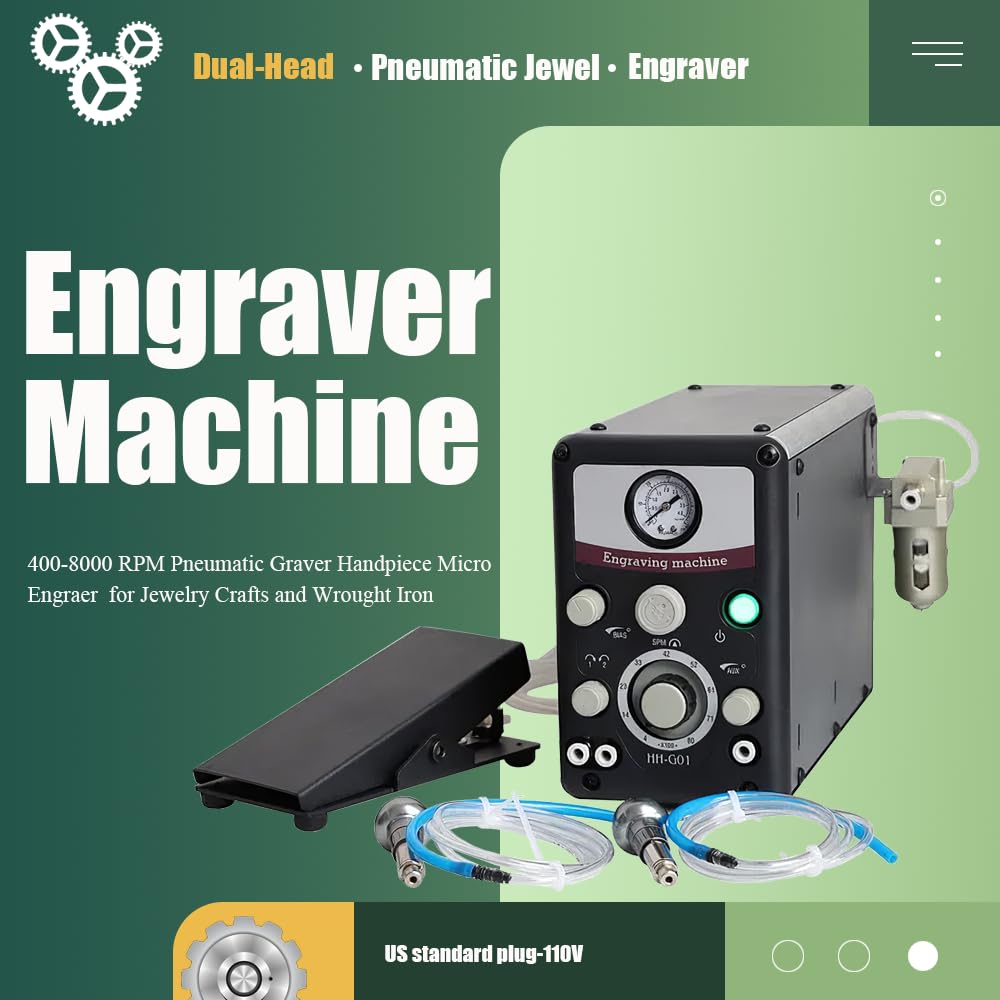 Pneumatic Impact Engraving Machine Pneumatic Engraver Machine Hand Engraving Stone Setting Tools Engraving Machine for Jewelry Making Metal Engraving and Carving