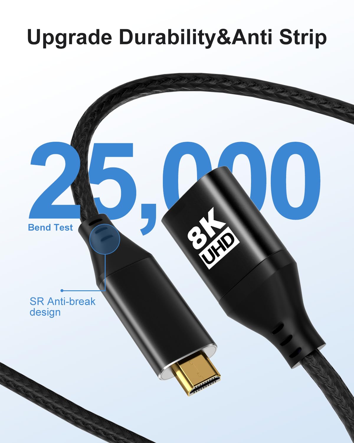 KOMGILK 8K 8K@60Hz, 4K@120Hz 3D 48Gbps Micro HDMI to HDMI Adapter, Micro HDMI Male to HDMI Female Cable with HDR High
