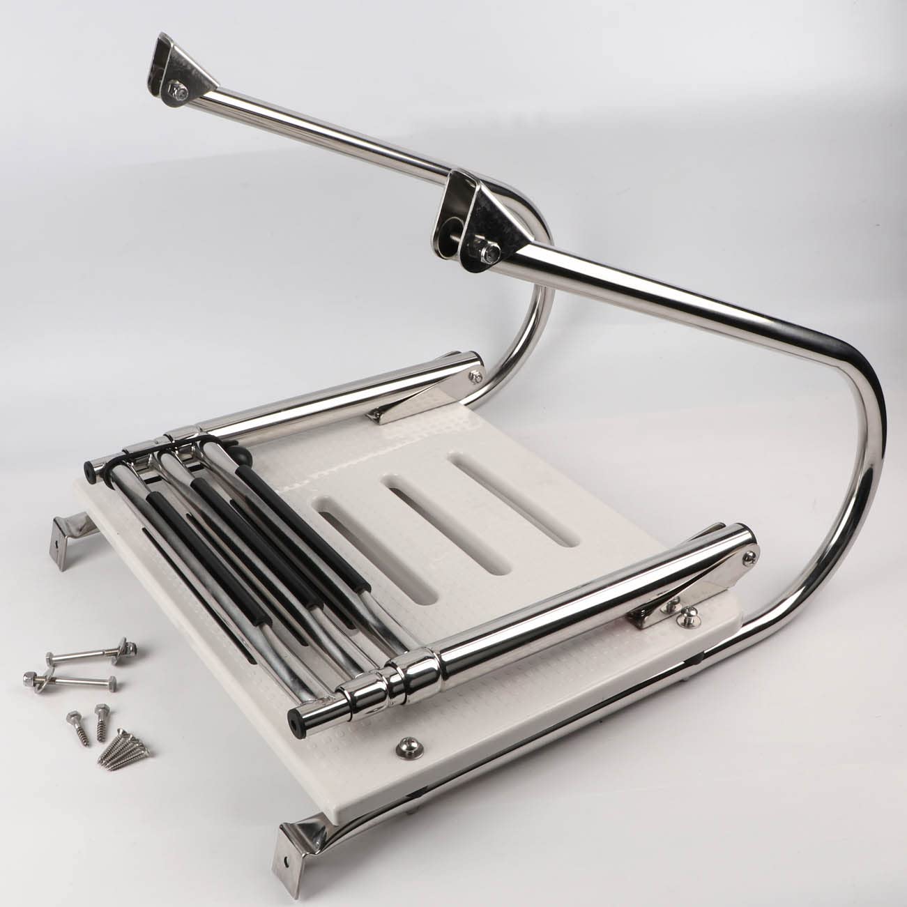 FUTURUP Boat Universal Swim Fiberglass Platform Under Mount Telescopic Ladder with 2 Handrails, 3 Step in/Outboard (Adjustable Installation Angle)
