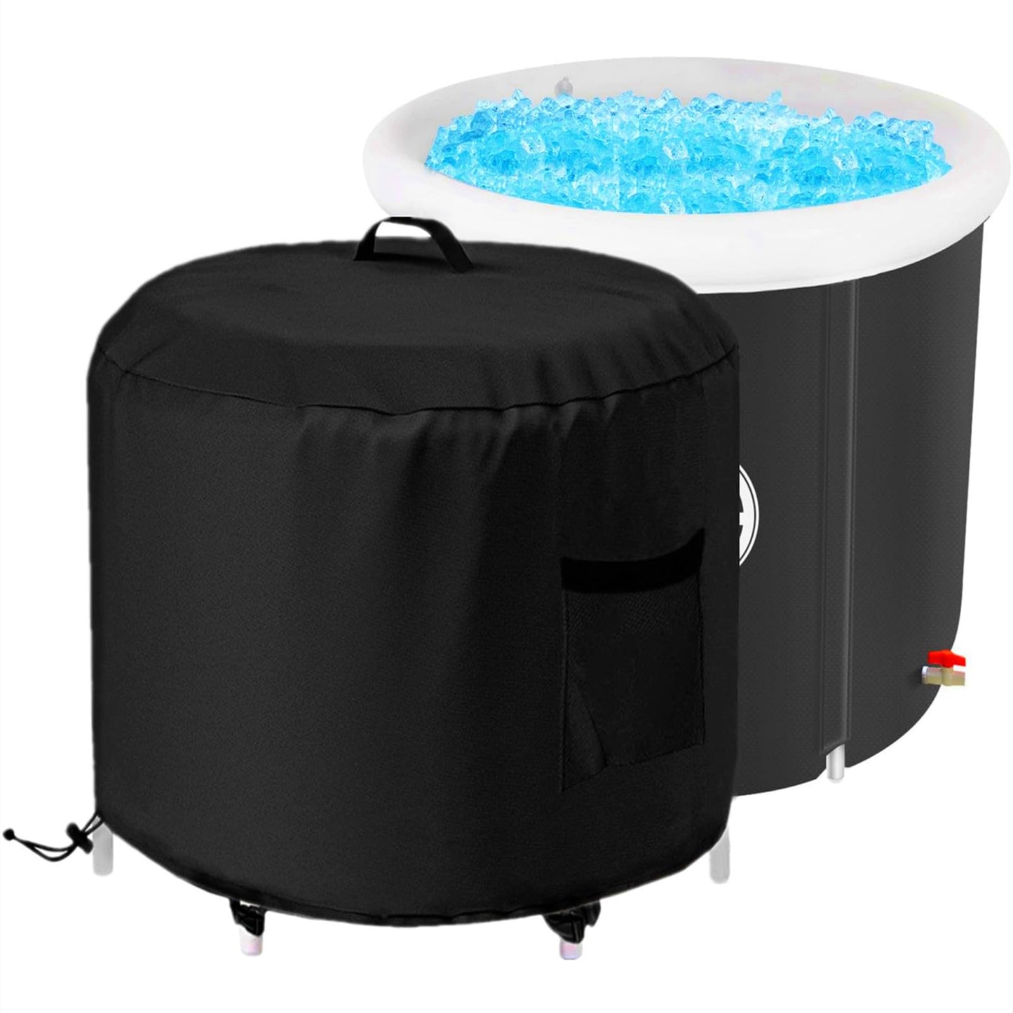 GS Alderaul Portable Ice Bath Tub Cover - Dustproof, Waterproof with Windproof Hem - Outdoor Ice Bath Barrel Cover for Cold Plunge Tub