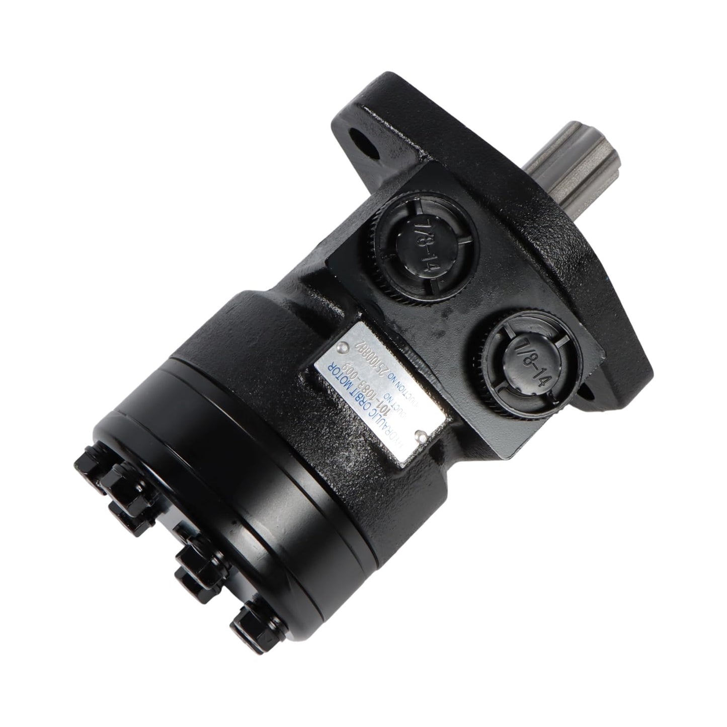 SINOCMP 101-1083-009 Hydraulic Motor Replacement for Char-Lynn H Series, 2-Bolt SAE-A Mount SAE 6B Splined Shaft SAE O-Ring Ports, Low Speed High Torque for Construction Agricultural Machinery