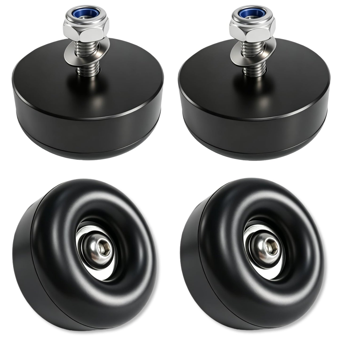4-Pack Heavy Duty Rubber Anti-Vibration Feet &Rubber Bumpers - 1" x 2.5" Shock Absorbing Pads with Screw Kits for Generators,Pressure Washers,Air Compressors,Pumps,Trailer Ramp Door Bumpers