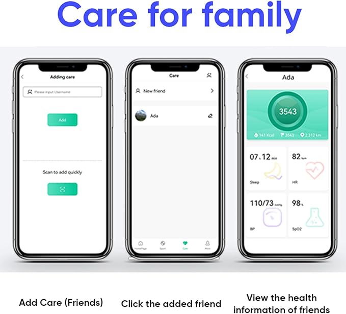 Loluka Smart Ring with Step Tracker Health Tracker with Sleep Monitor Heart Rate Monitor Family Care Fitness Ring Fitness Tracker No Subscription Fee for Android iOS Black 10