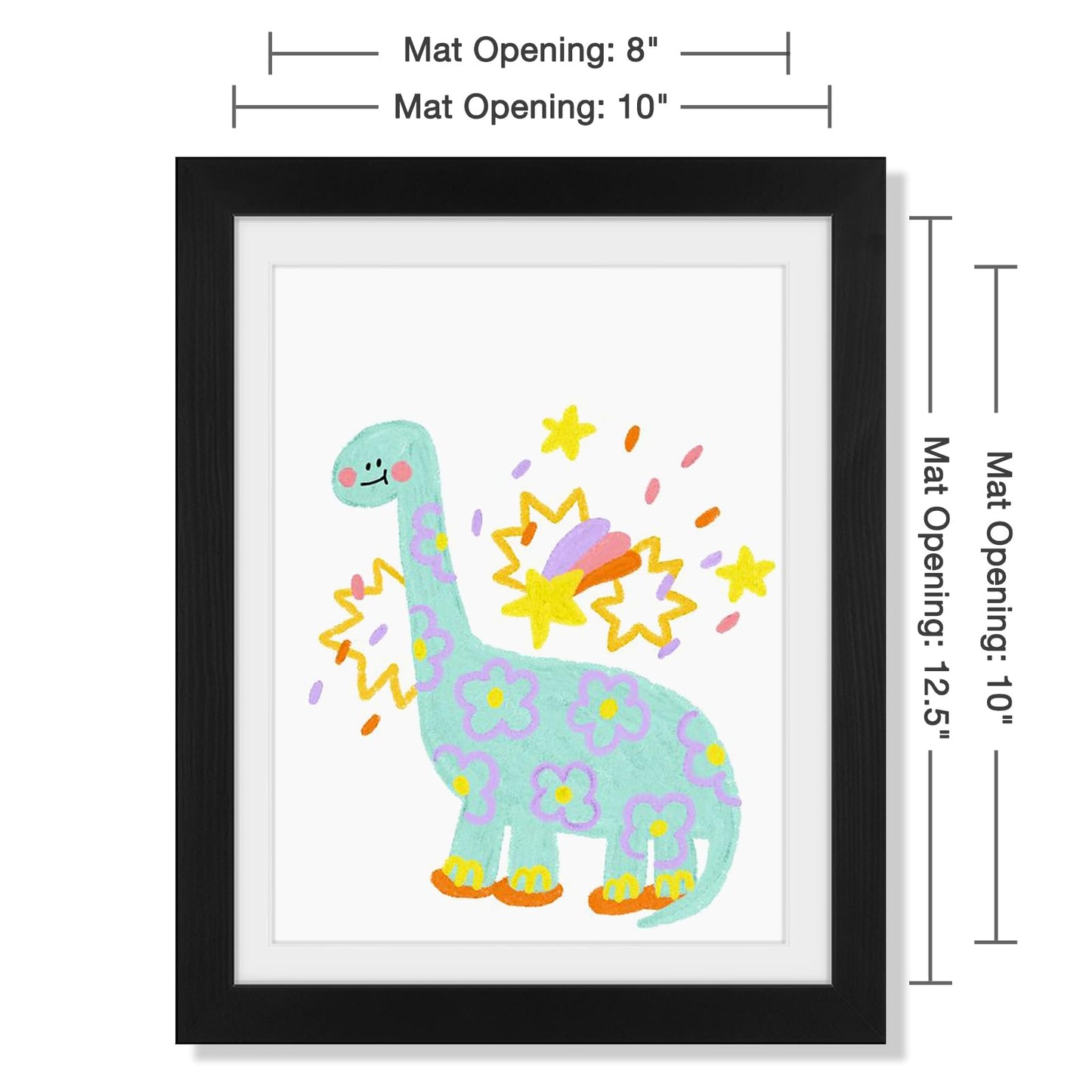 ONE WALL Kids Artwork Picture Frame Display 8.5x11 with Mat or 9.9x12.7 Without Mat, Black Wood Frame with Tempered Glass Front Opening for Kids Drawings, Artworks, Art Projects, Schoolwork, 2-Pack