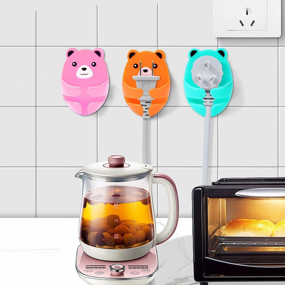 4Pcs Power Outlet Hook Plug Storage Hooks Cable Clips Adhesive Plug Holder Plug Wire Holder Cord Organizer for Cord