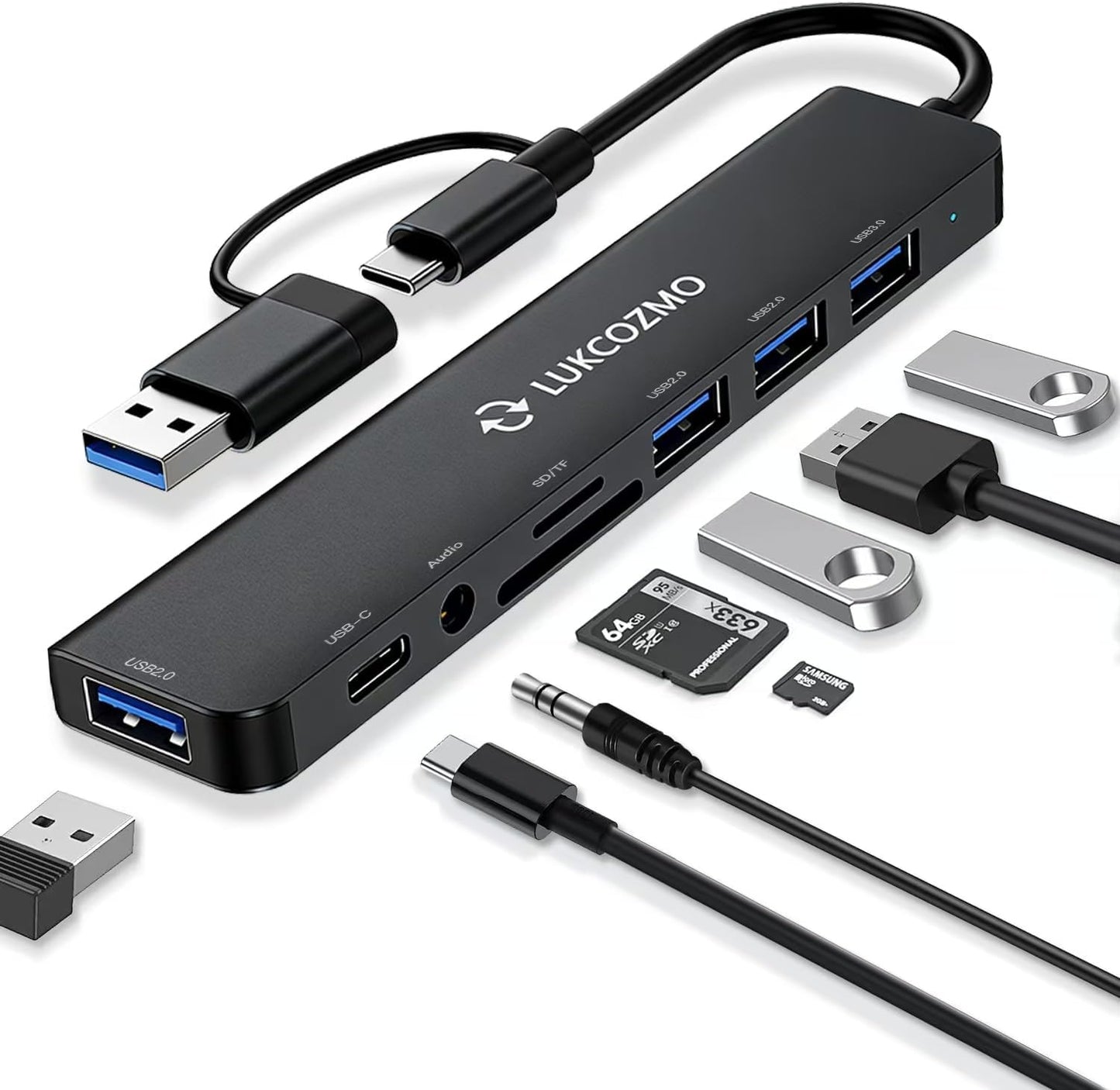 LUKCOZMO 8 1 100W 3 USB C Docking Station with Ethernet, in Docking Station to HDMI Adapter Displayport SD TF Card