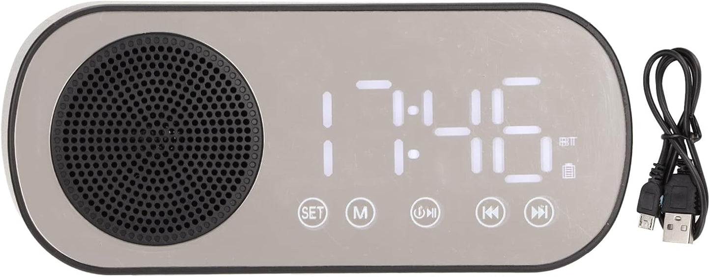 5.0 Hilitand Radio Alarm Clock, Bluetooth Portable Speaker Digital Clock with Dual Alarm Clock, LED Mirror Digital