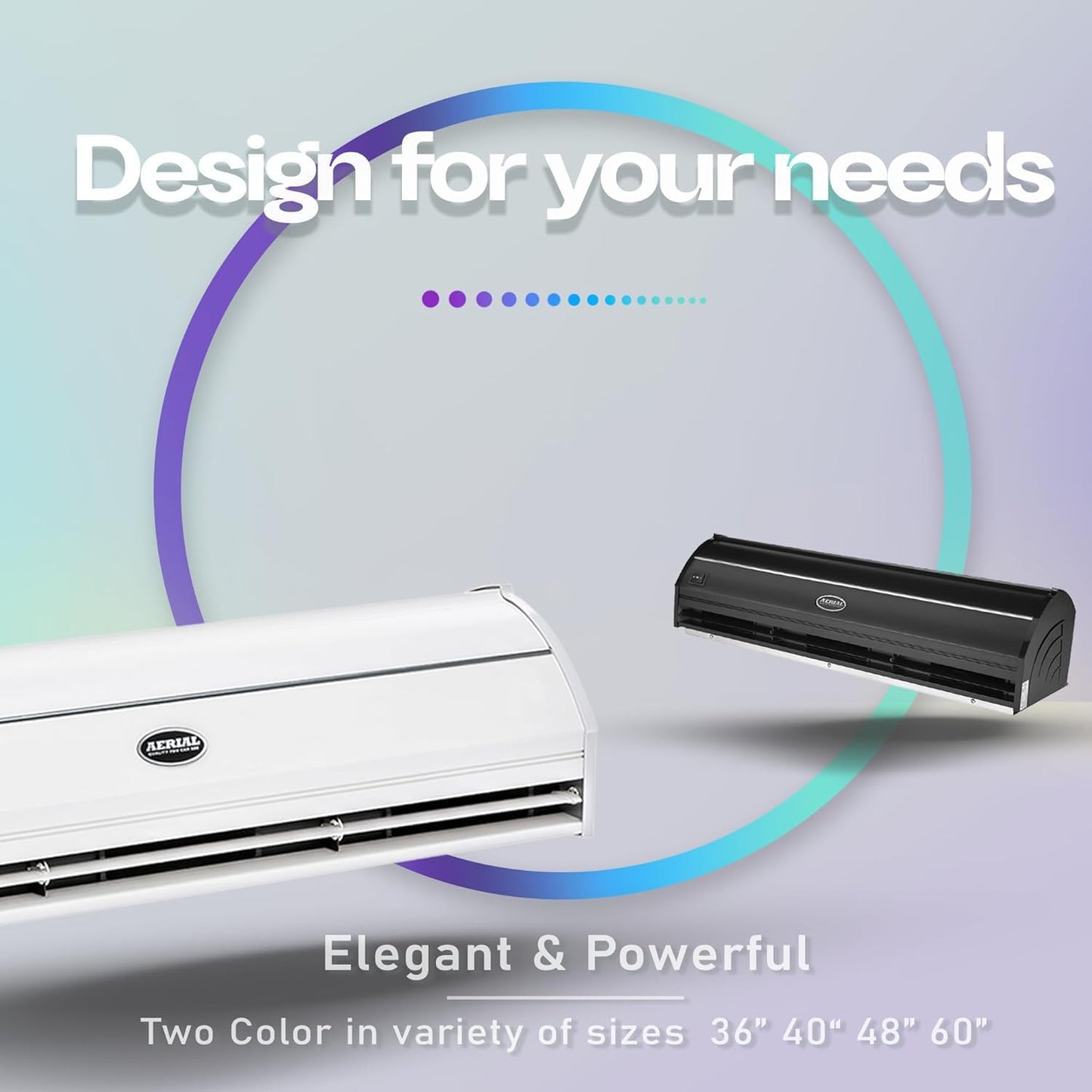 DuraSteel Wall Mounted Air Curtains for Doors Commercial - 60 Inch White Fly Fans - Super Power Over Door Fan with MS Switch - Sliding Under Door Fans to Move Air Curtain Blower Keep Flies Bugs Out